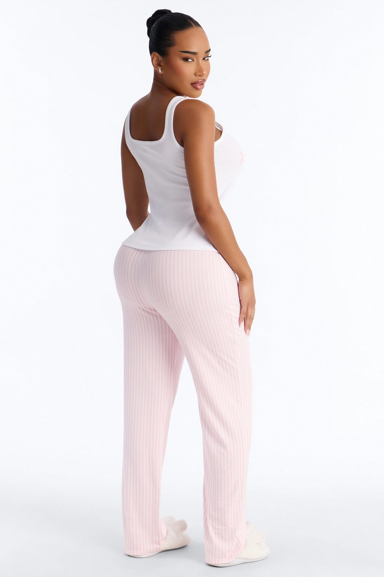 Bow Down Boxer PJ Pant Set - White/Pink