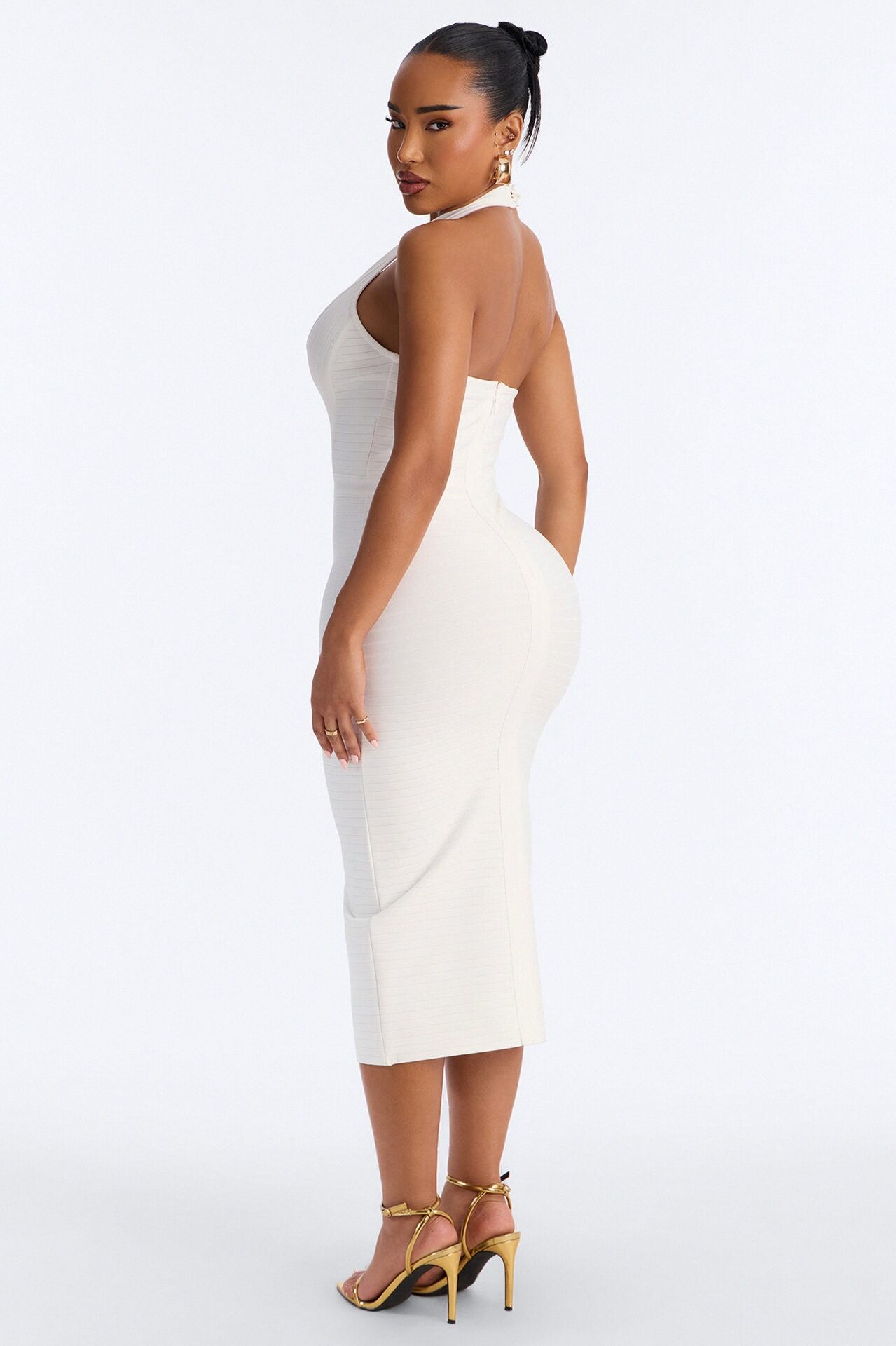 Diana Halter Bandage Midi Dress - White