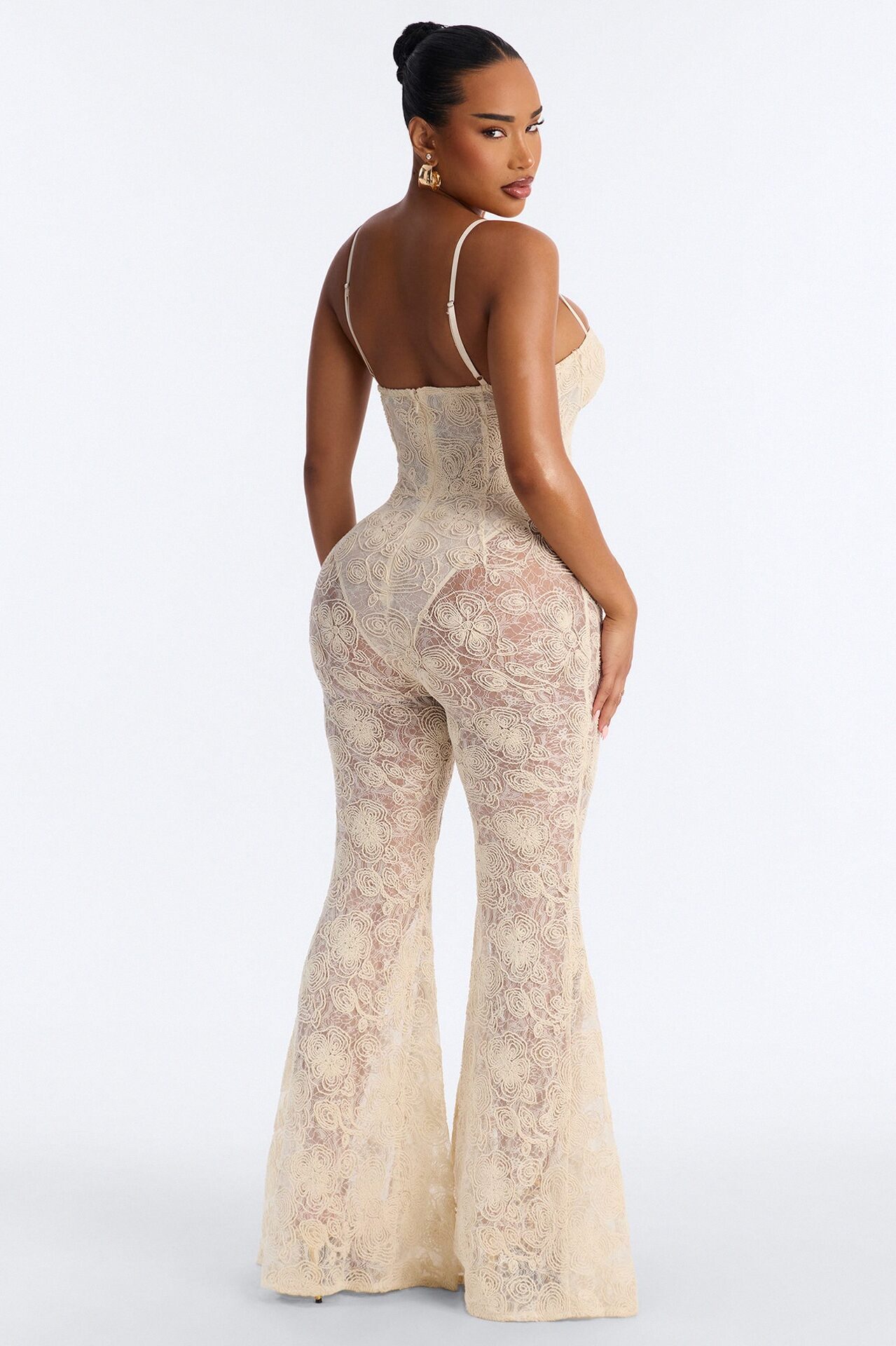 Meena Lace Flare Jumpsuit - Ivory