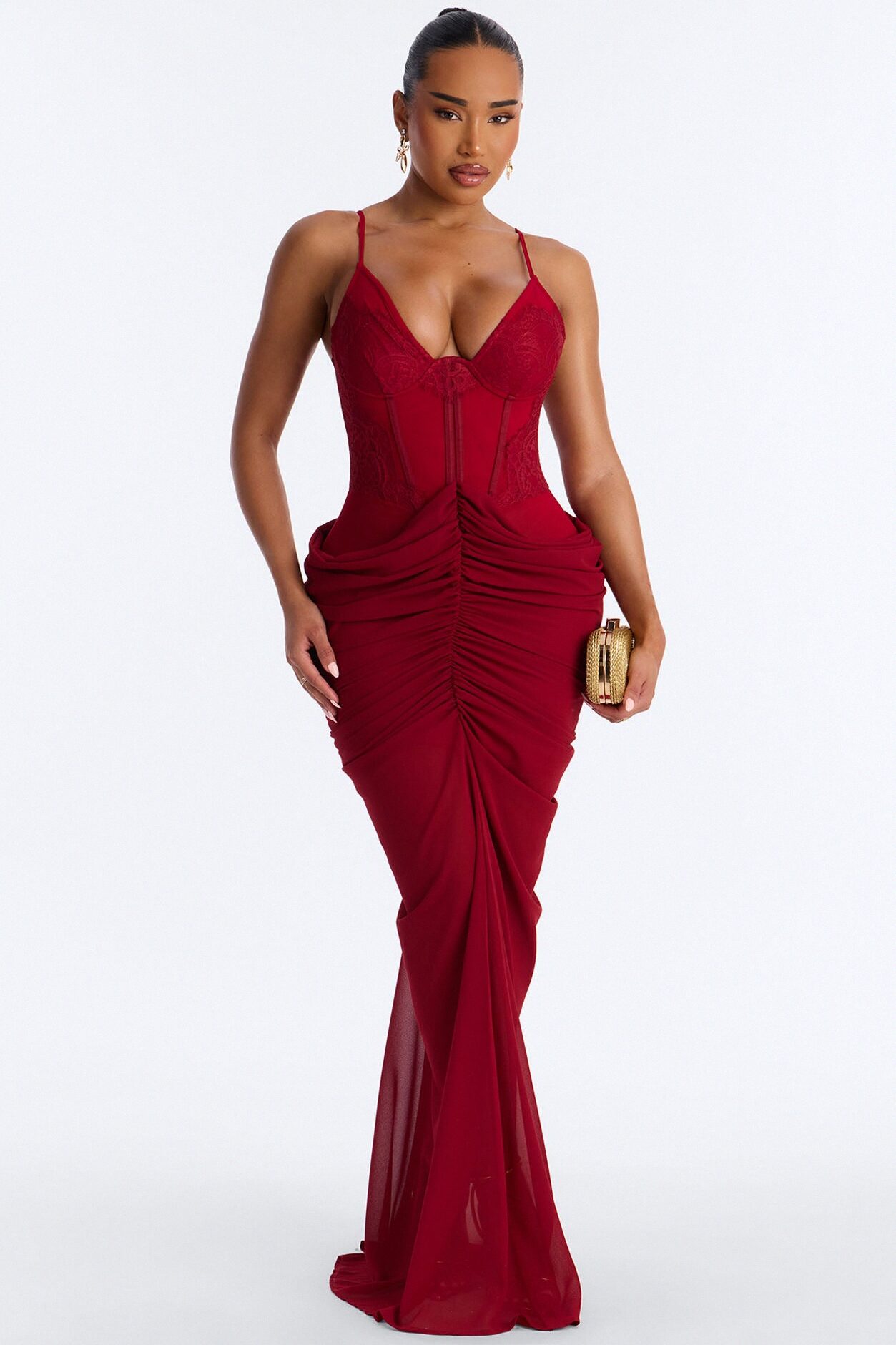 No Apologies Corset Maxi Dress - Marsala