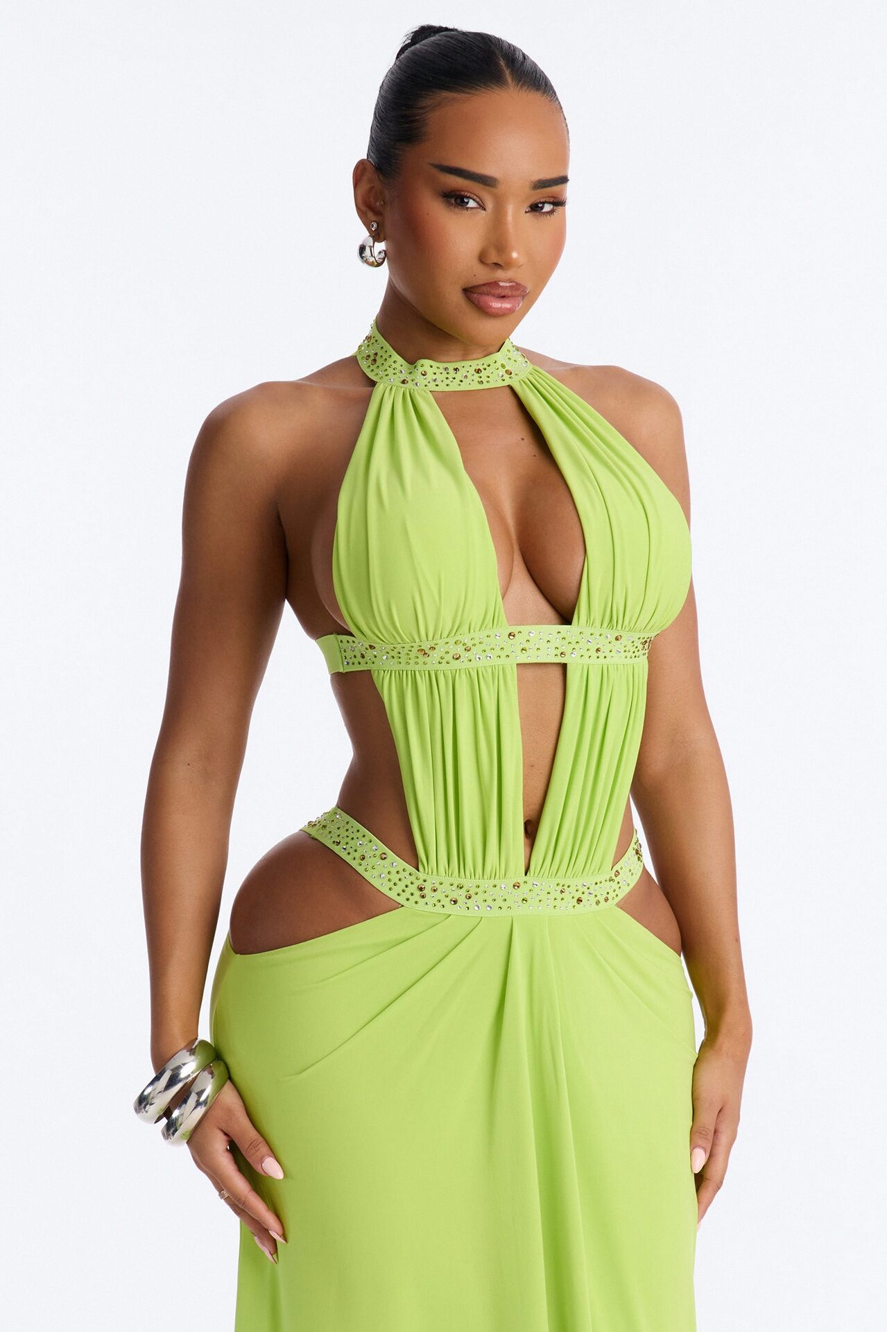 Forbidden Vixen Backless Maxi Dress - Lime