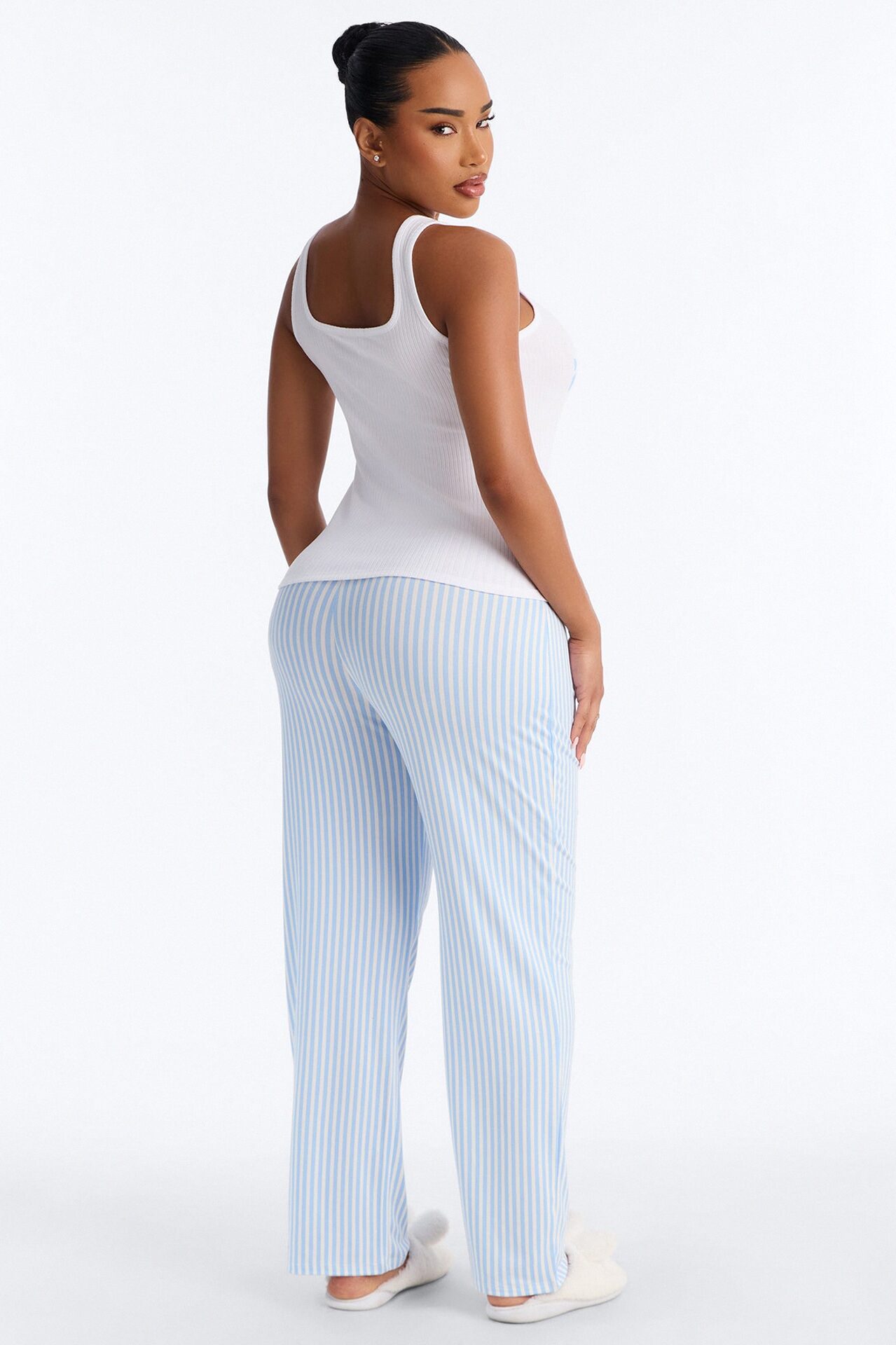 Bow Down Boxer PJ Pant Set - White/Blue