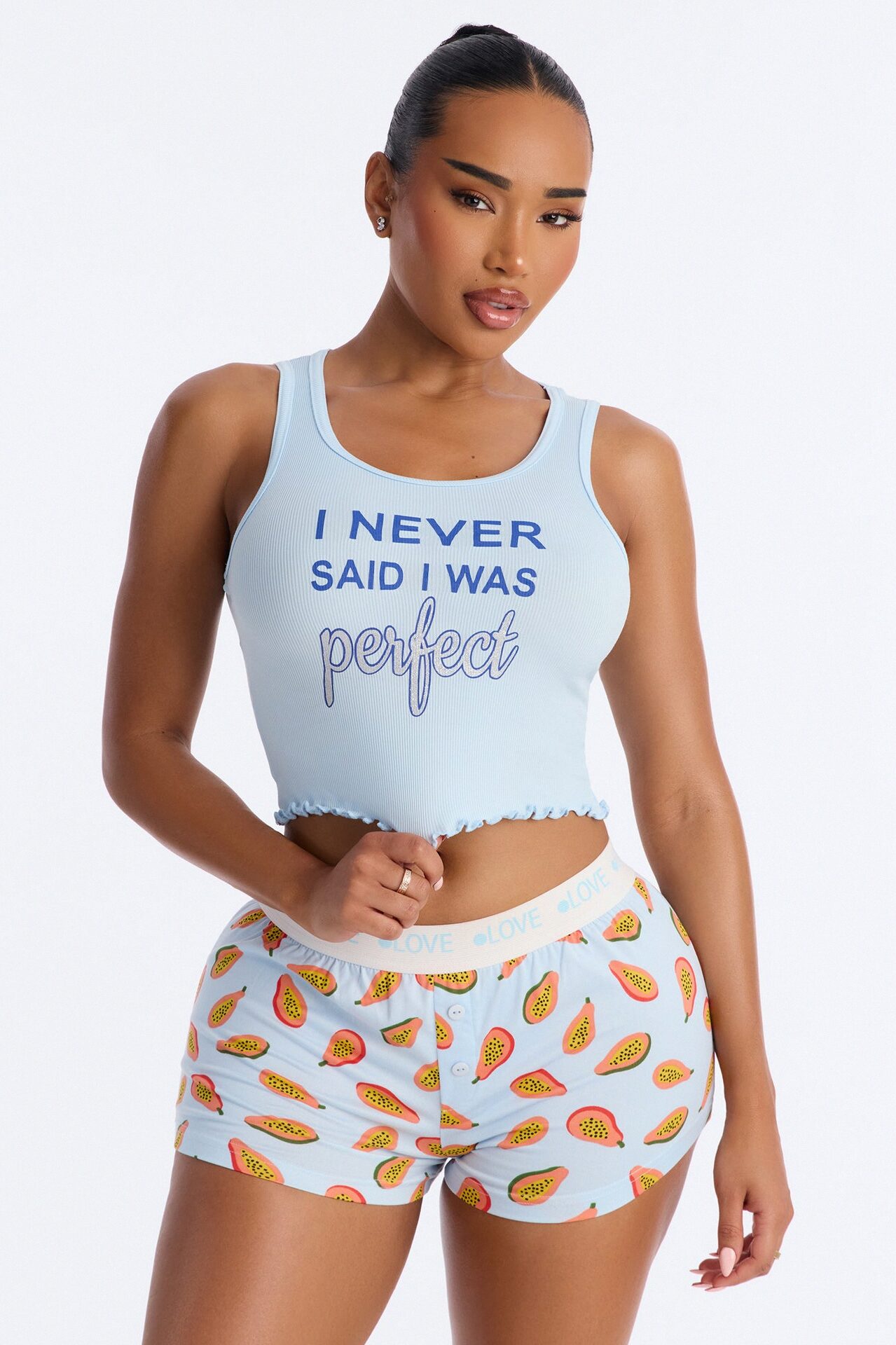 Amaya Papaya Top And Short PJ Set - Blue/combo