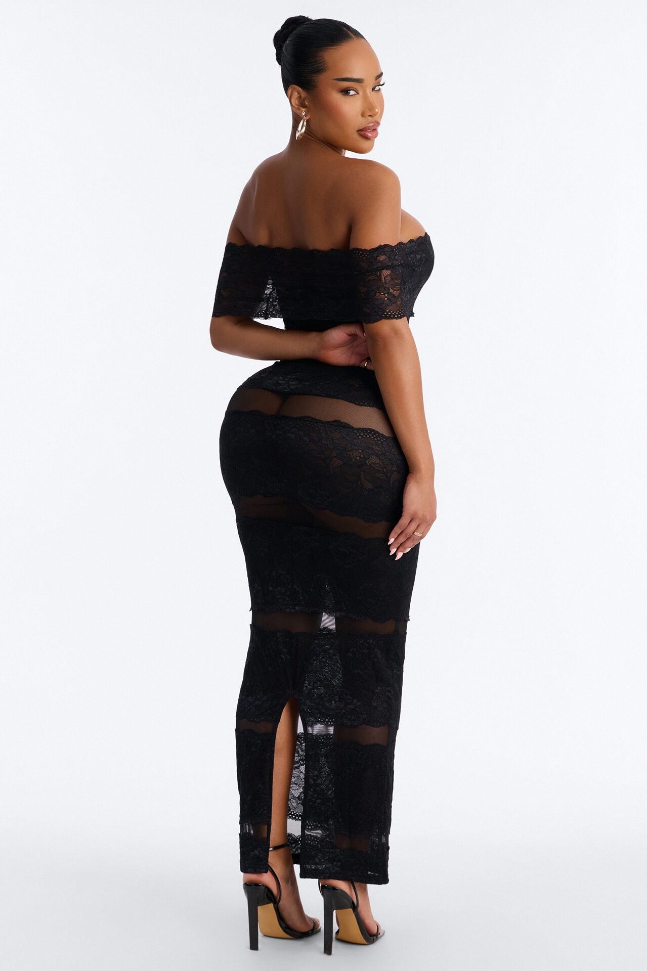 Body Language Sheer Lace Maxi Dress - Black