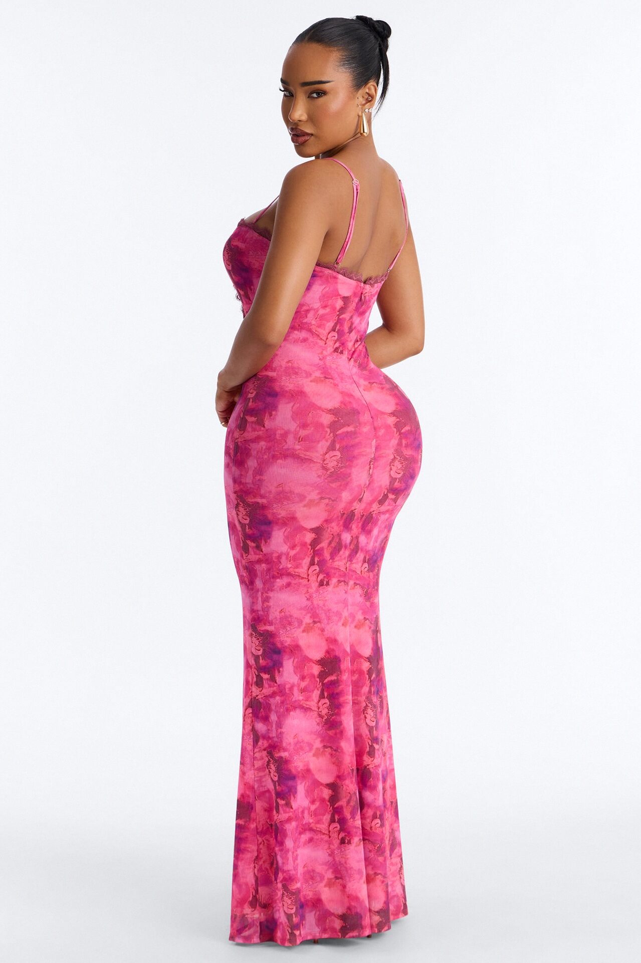 Selina Tie Dye Mesh Maxi Dress - Pink