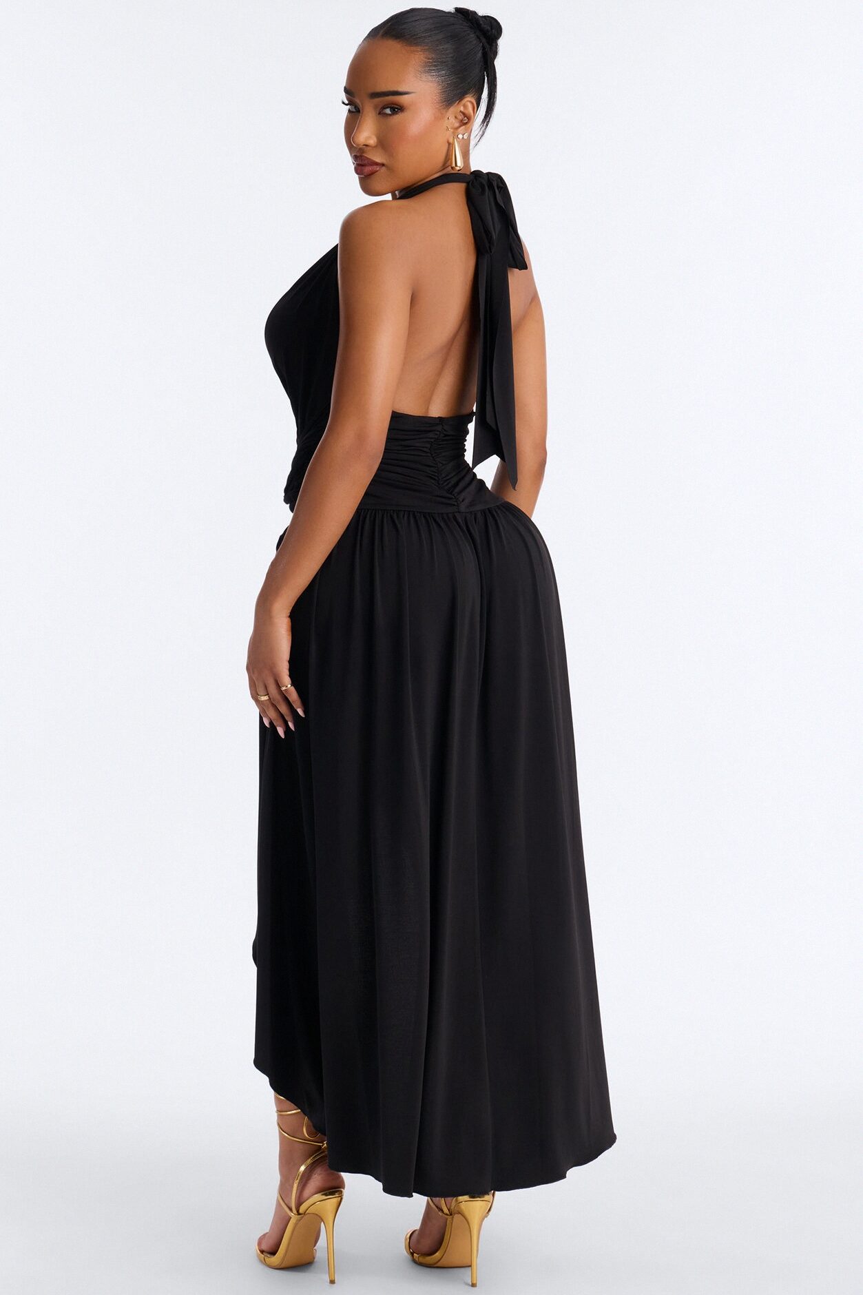 Astrid Asymmetrical Maxi Dress - Black