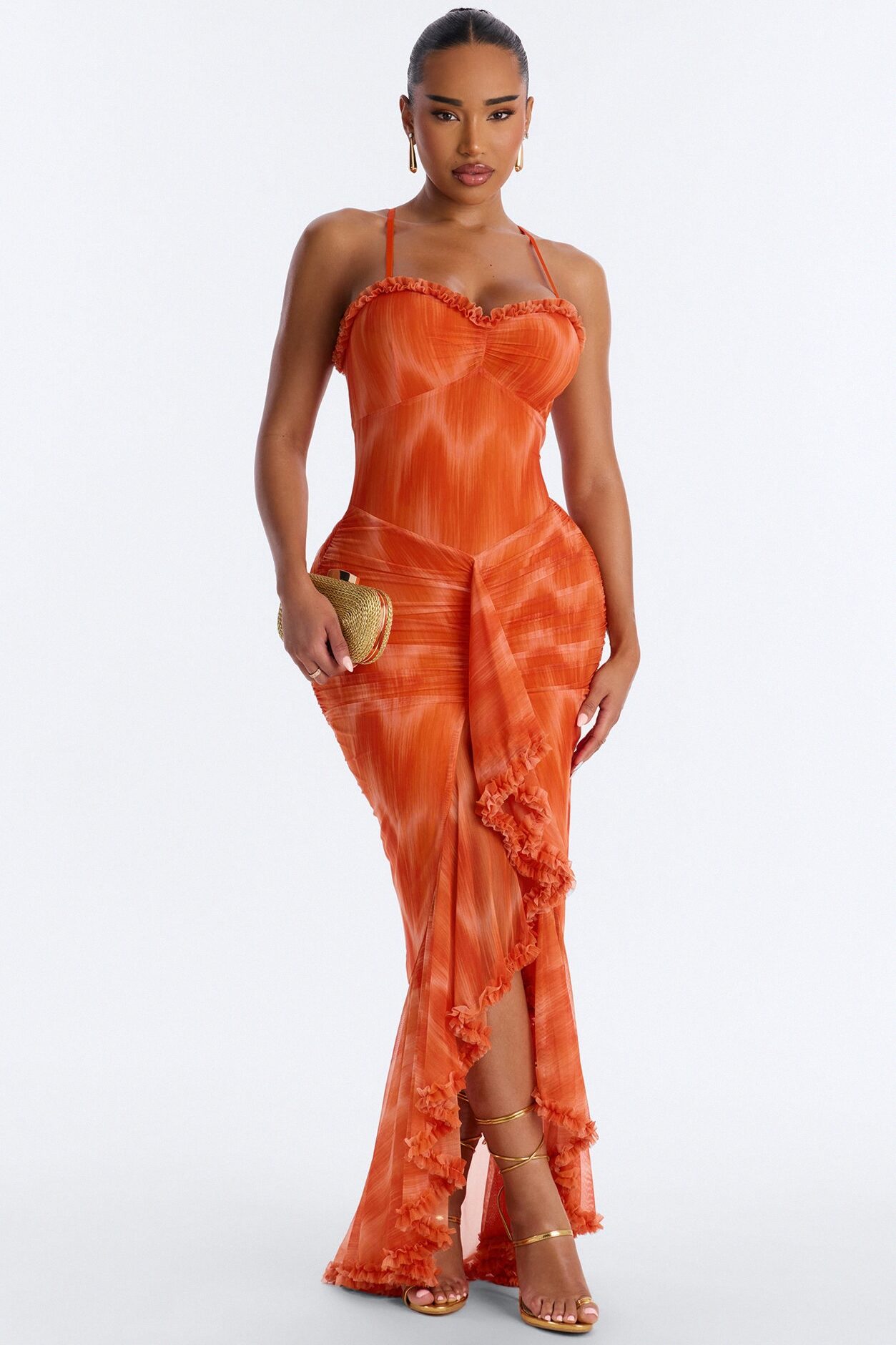 Summer Lover Mesh Maxi Dress - Orange/combo
