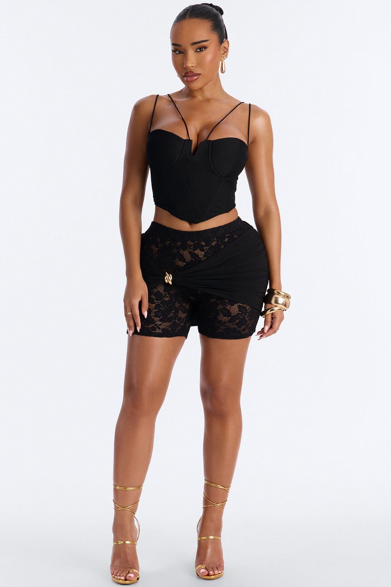 Becca Lace Wrap Biker Short - Black