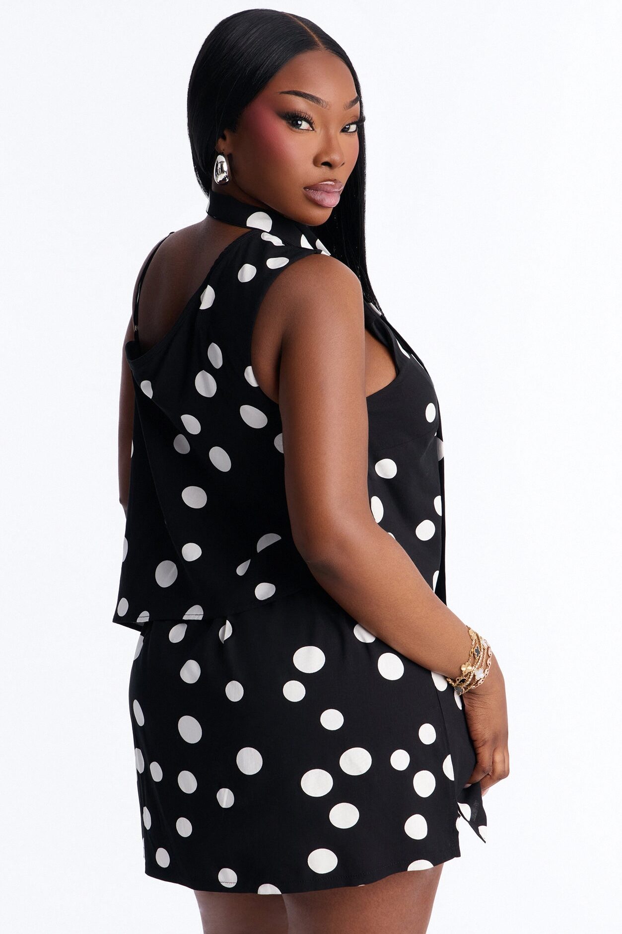 Sweet Spots Polka Dot Skirt Set - Black/White
