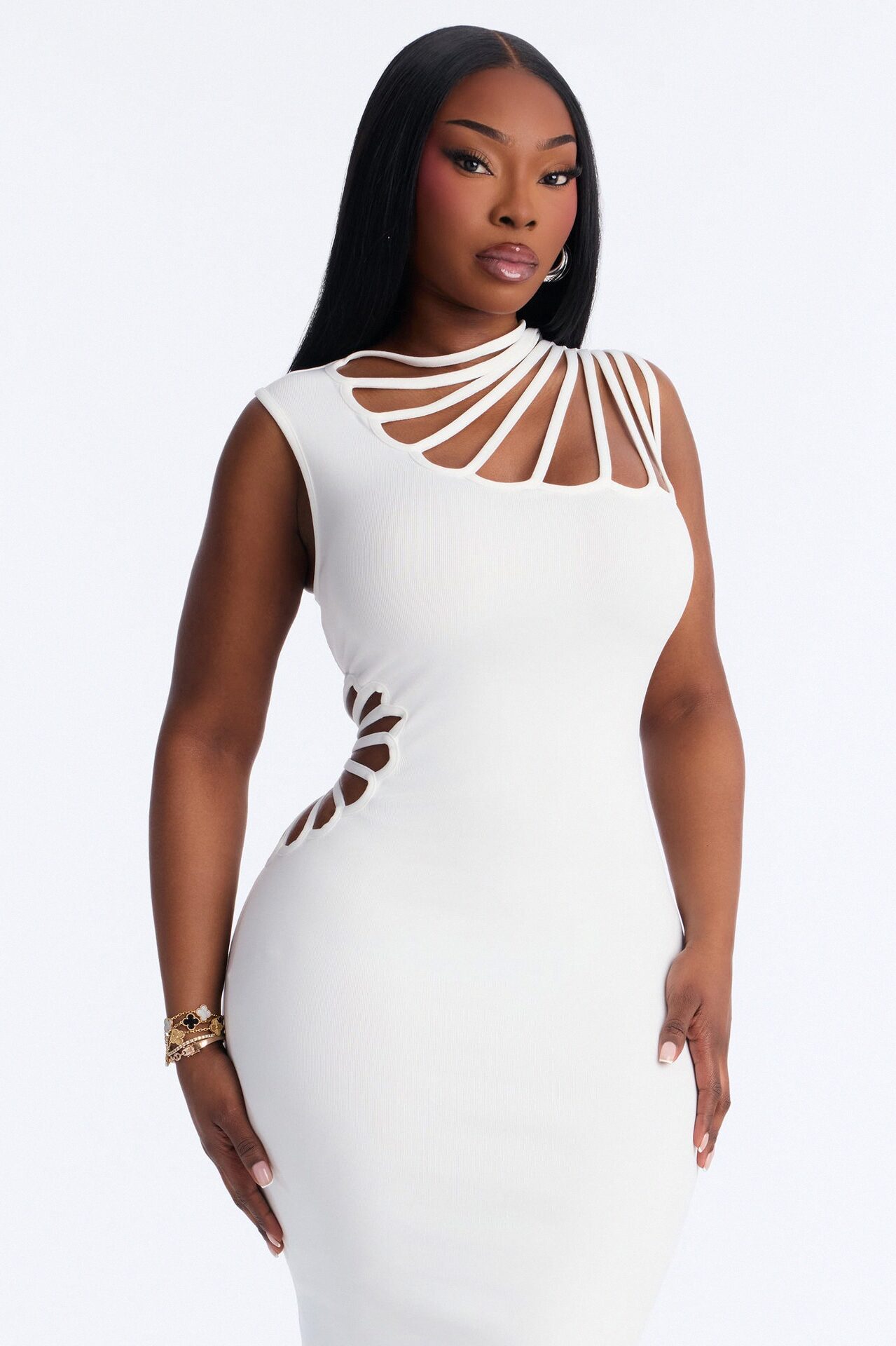 Sassy Angel Bandage Midi Dress - White