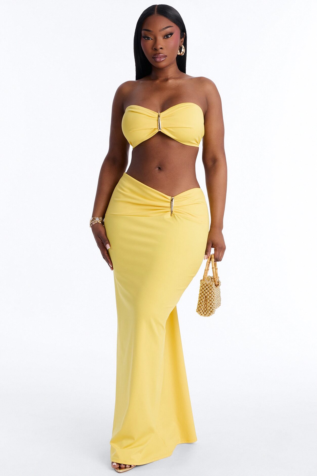 Cadence Hardware Maxi Skirt Set - Yellow