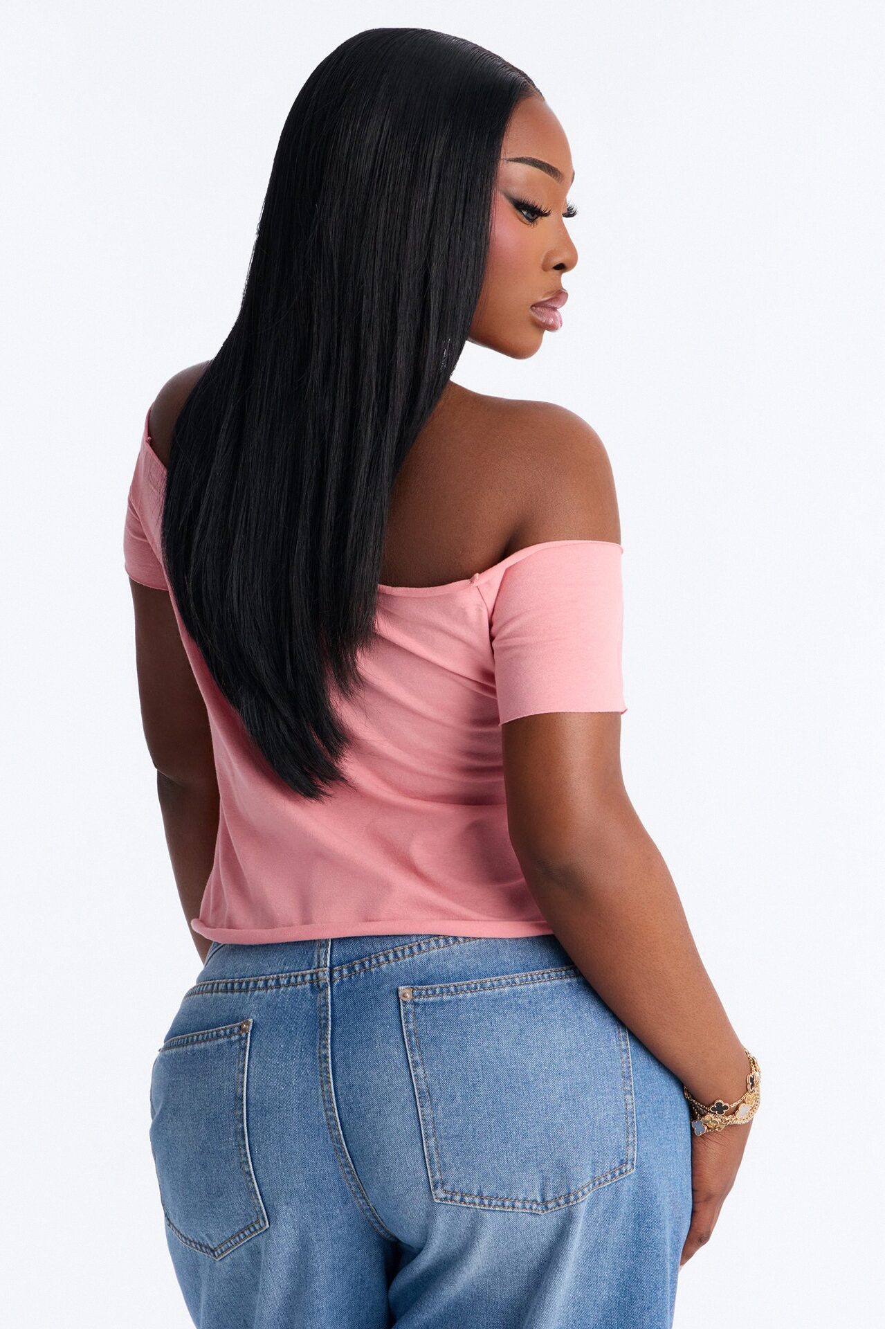 Trophy Wife Off Shoulder Tee - Pink