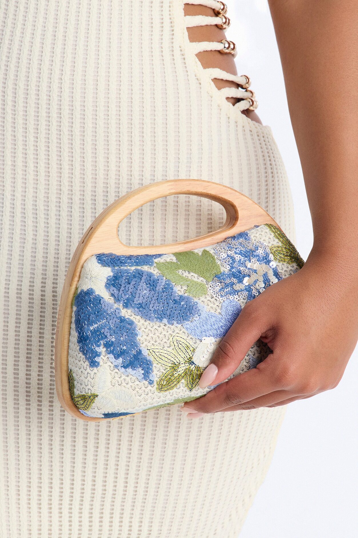 Blooming Beauty Satchel Handbag - Blue/combo
