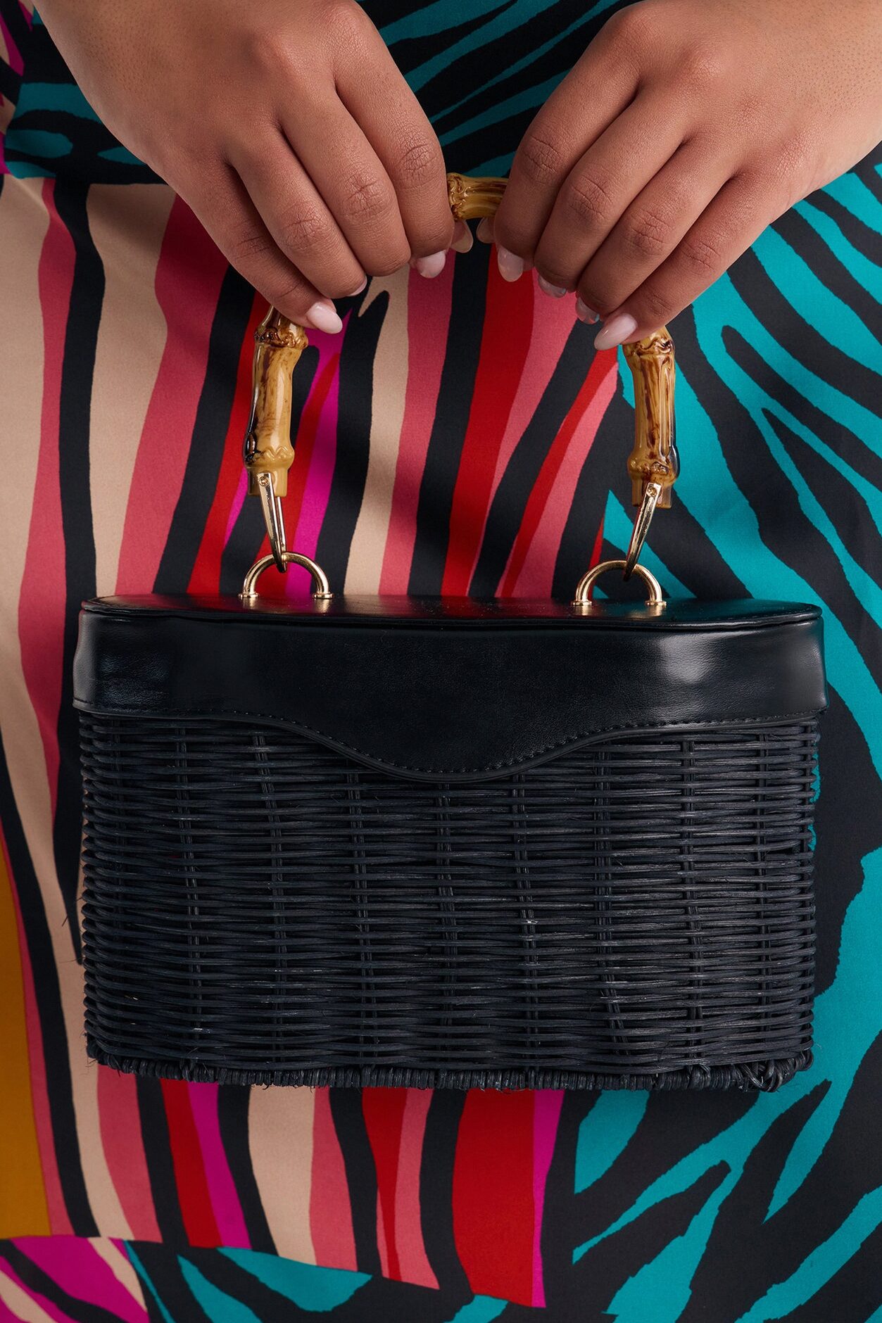 Sunhaven Straw Satchel Handbag - Black