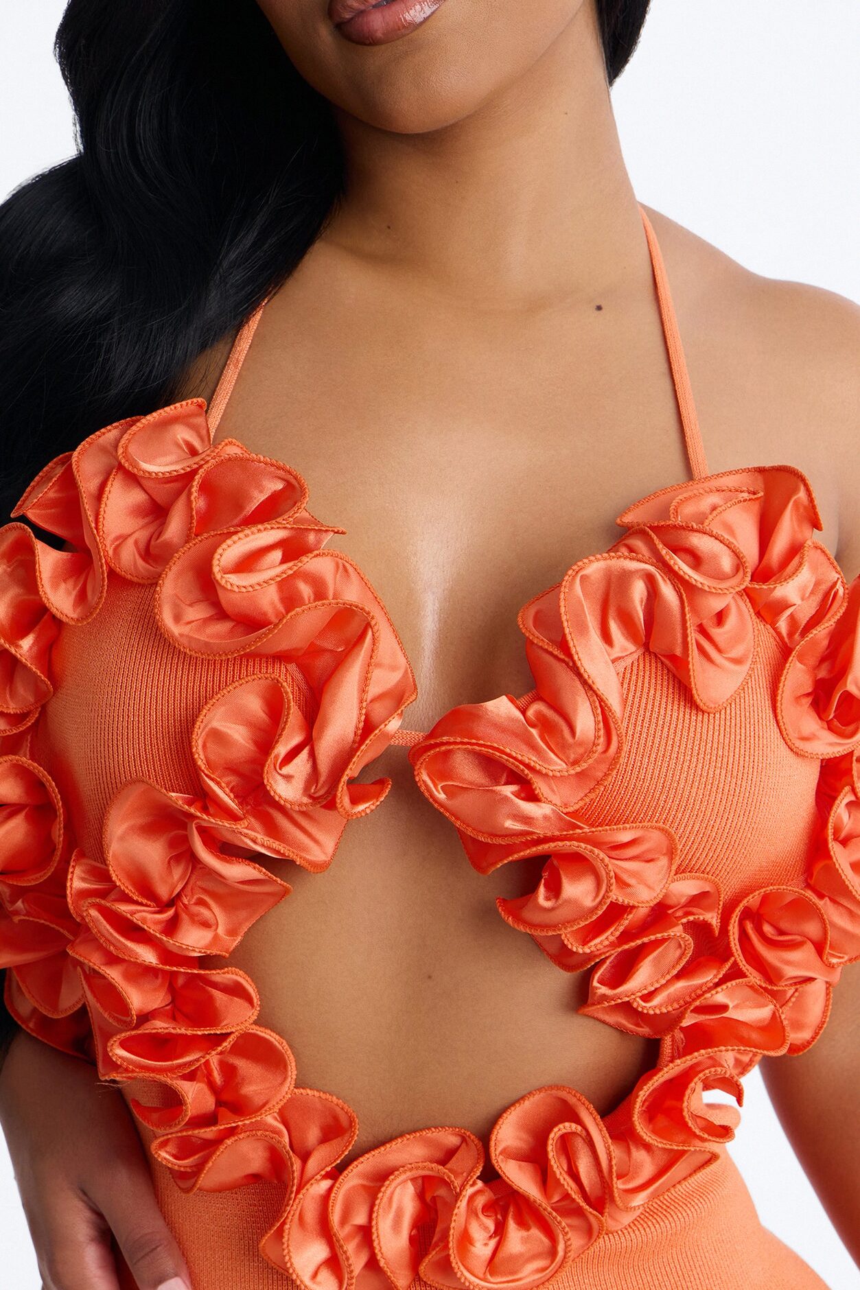 Runaway Ruffle Sweater Maxi Dress - Orange