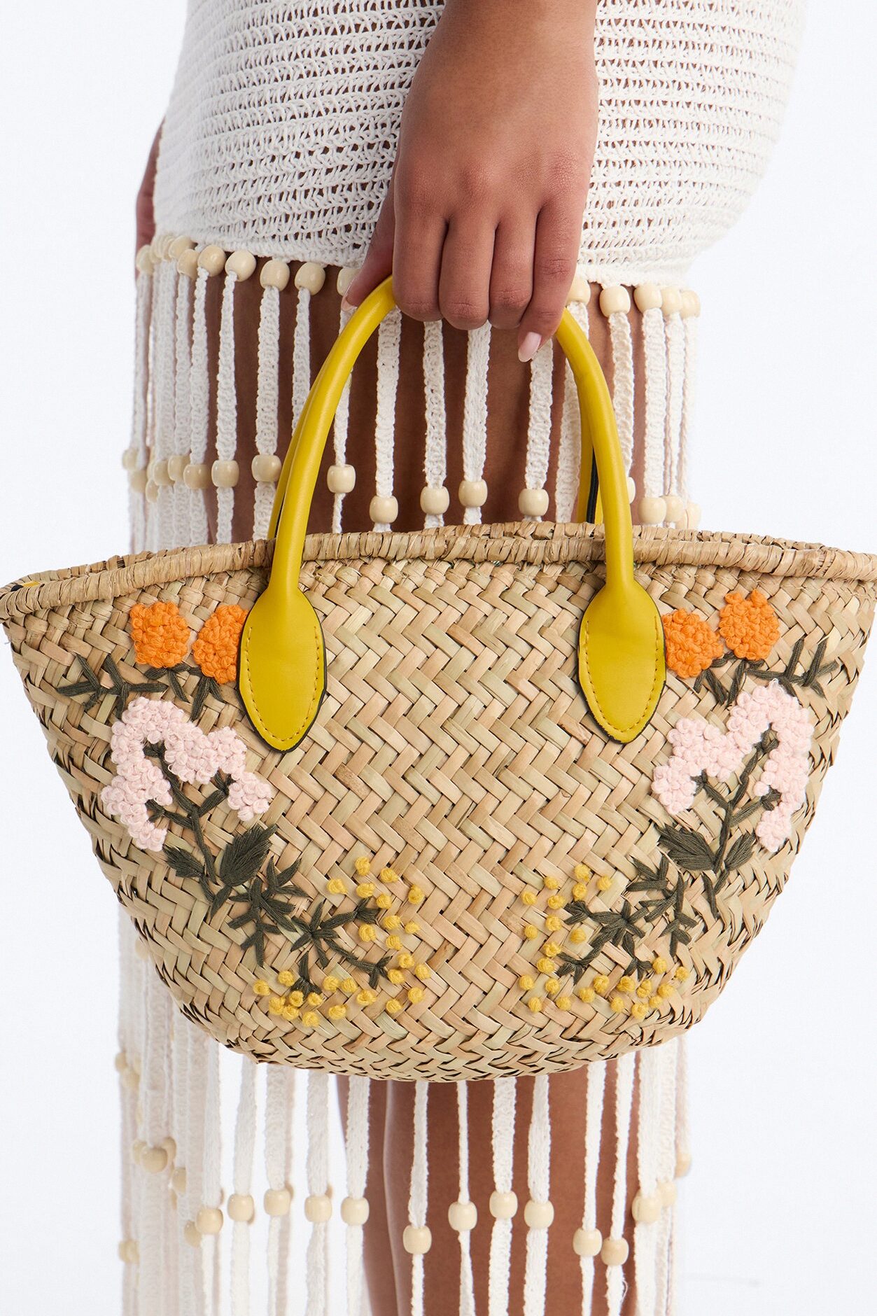 Full Of Flowers Straw Tote Bag - Natural/Combo