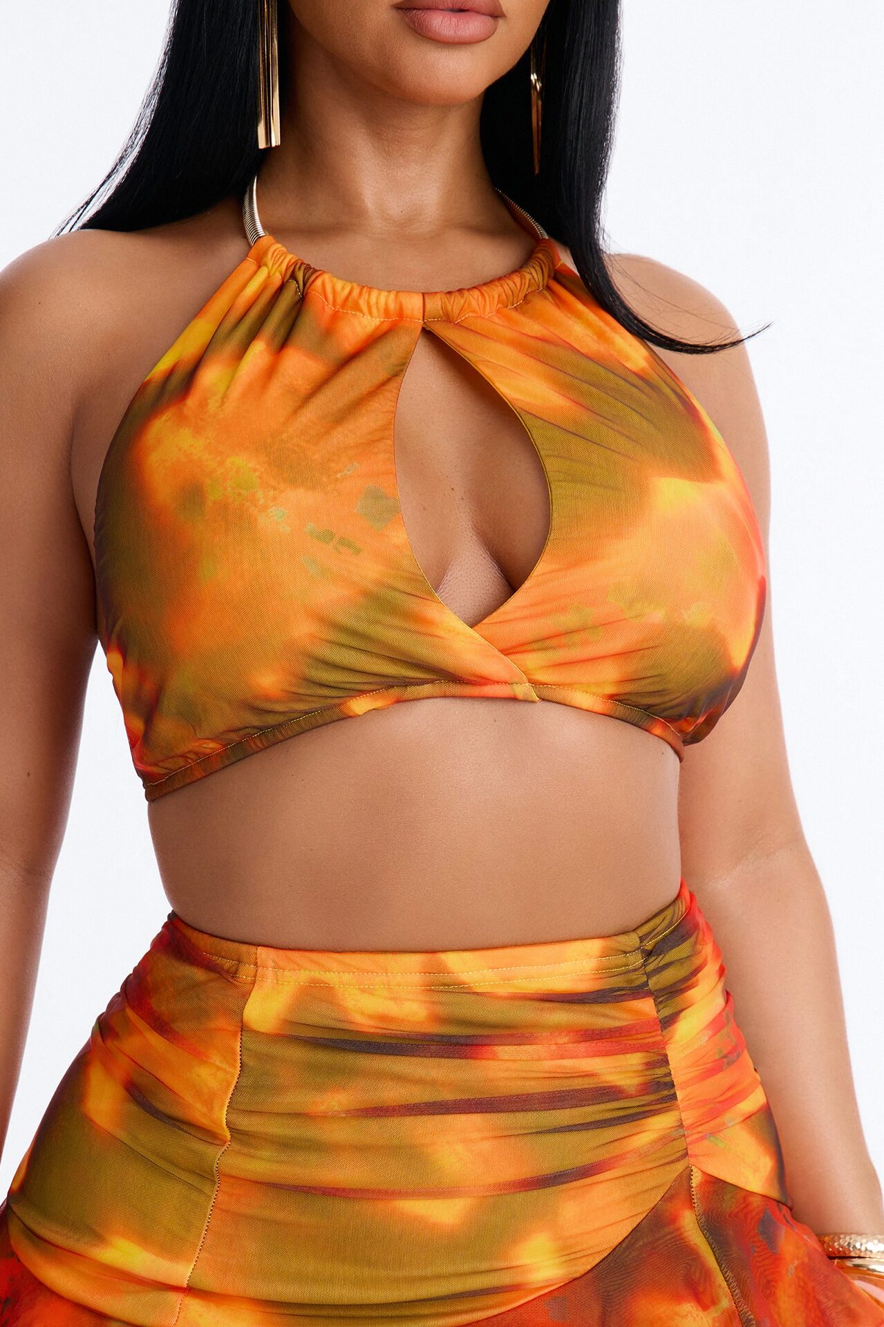 Paradise Life Mesh Skirt Set - Orange/combo