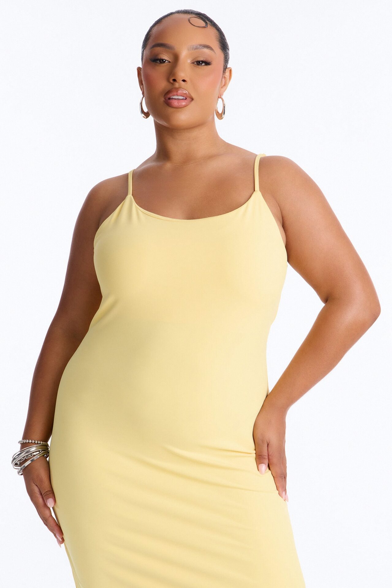 Lylah Double Lined Midi Dress - Butter Yellow