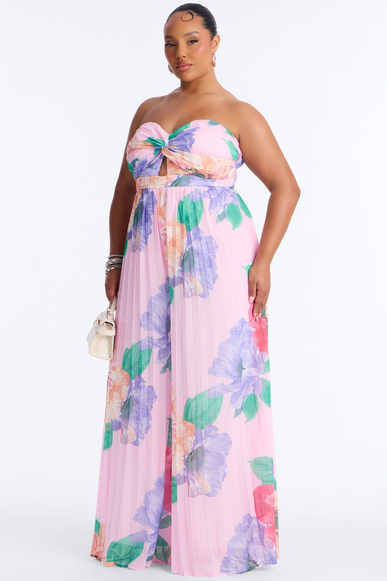 Chelley Chiffon Floral Wide Leg Jumpsuit - Pink