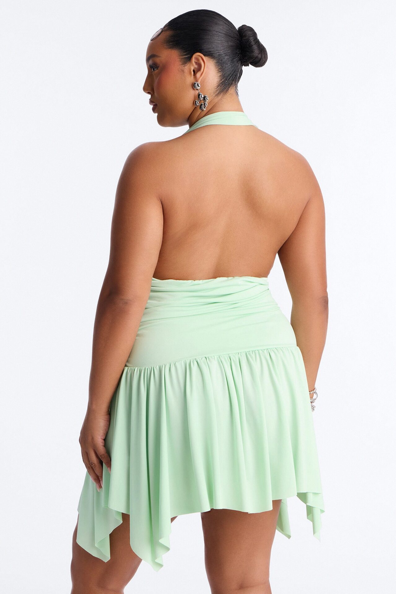 Elena Halter Ruched Mini Dress - Sage
