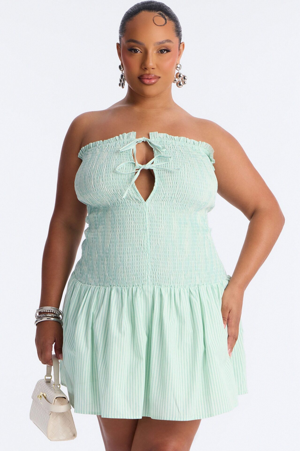 Sophia Smocked Twill Mini Dress - Mint
