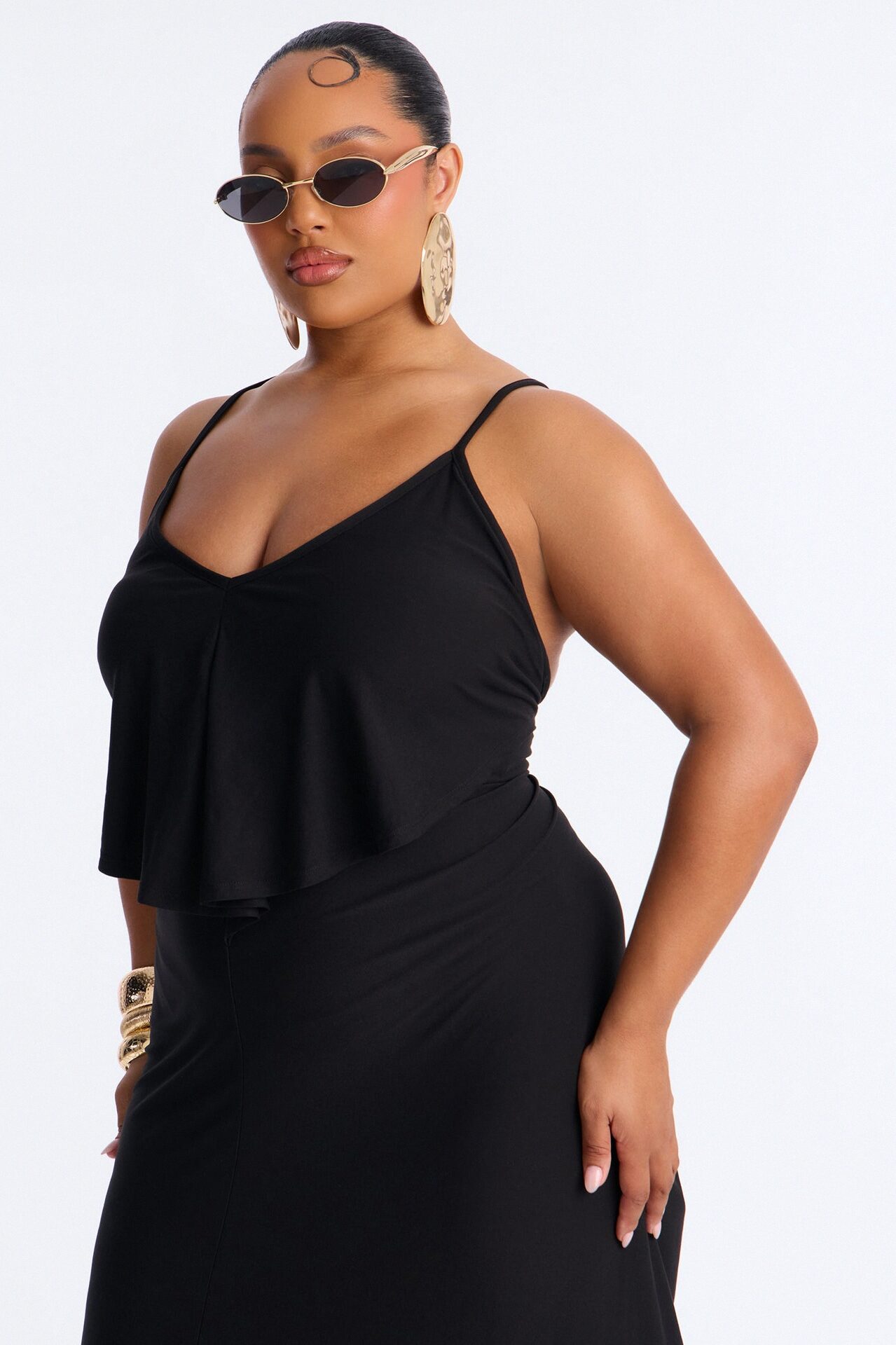 Selena Backless Drape Maxi Dress - Black