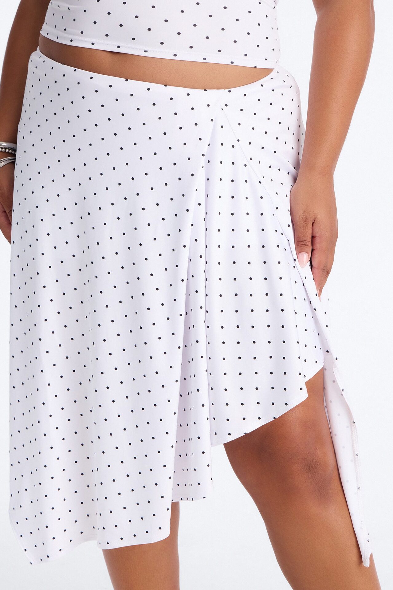 Dolly Halter Polka Dot Skirt Set - White/Black