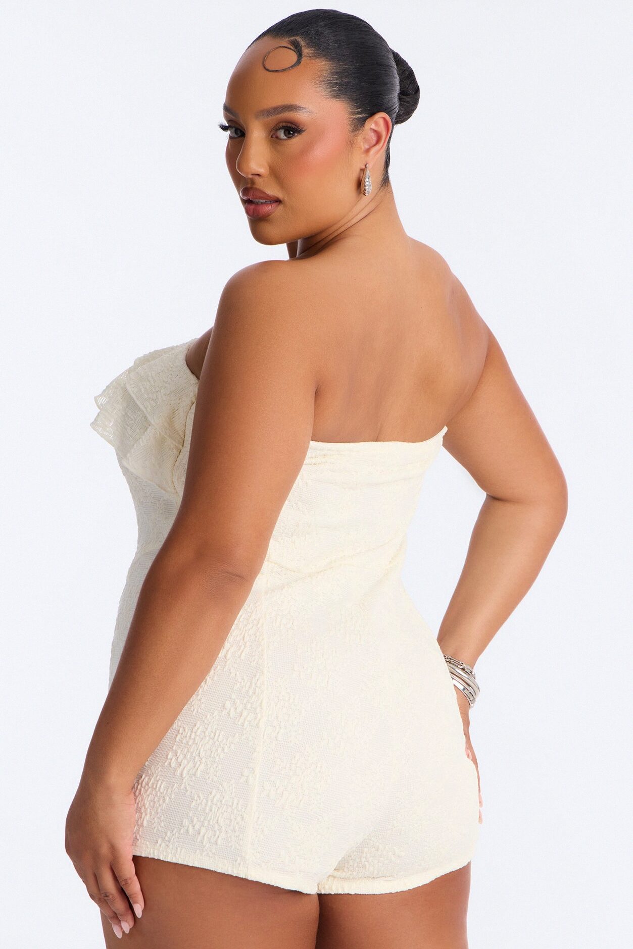 Leia Textured Lace Micro Romper - Ivory