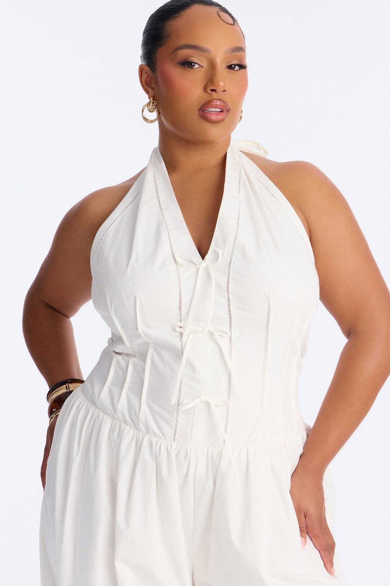 Countryside Cutie Poplin Jumpsuit - White