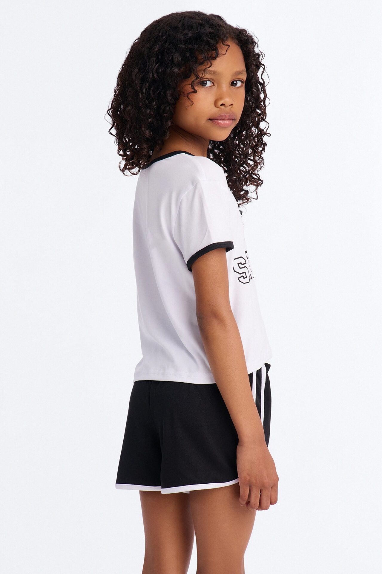 Mini I Heart Selfies Short Set - White/Black