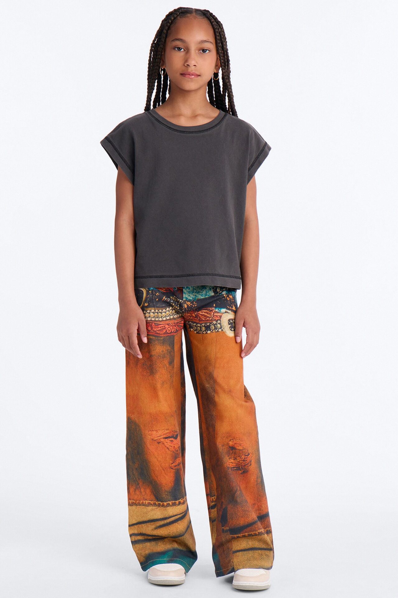 Mini Just Kidding Graphic Jeans - Orange/combo