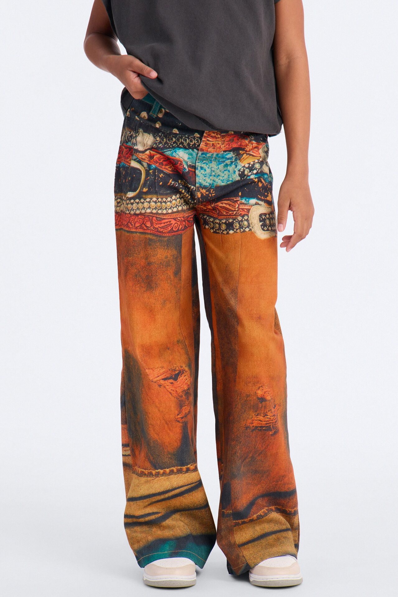 Mini Just Kidding Graphic Jeans - Orange/combo