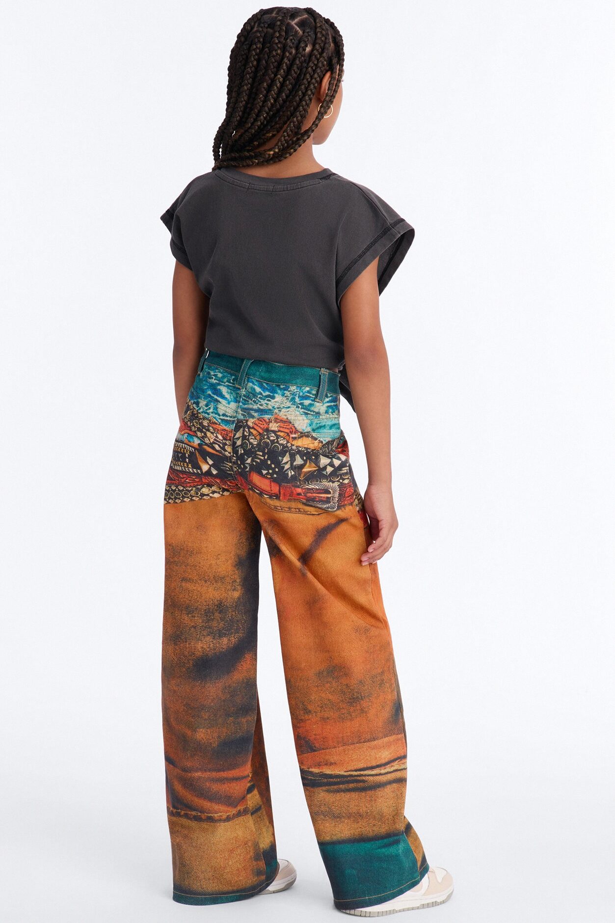 Mini Just Kidding Graphic Jeans - Orange/combo