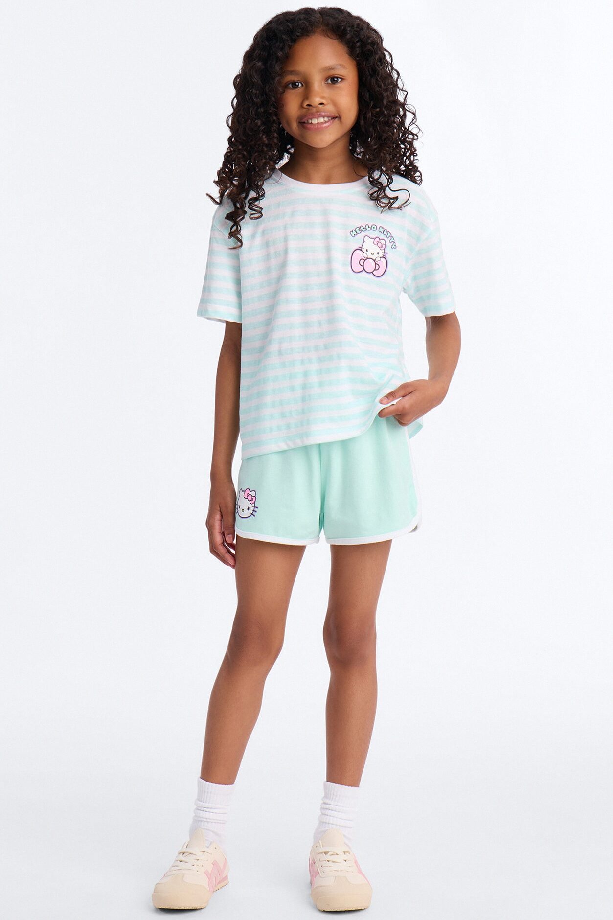 Mini Hello Kitty Sassy Stripes Short Set - Mint/combo