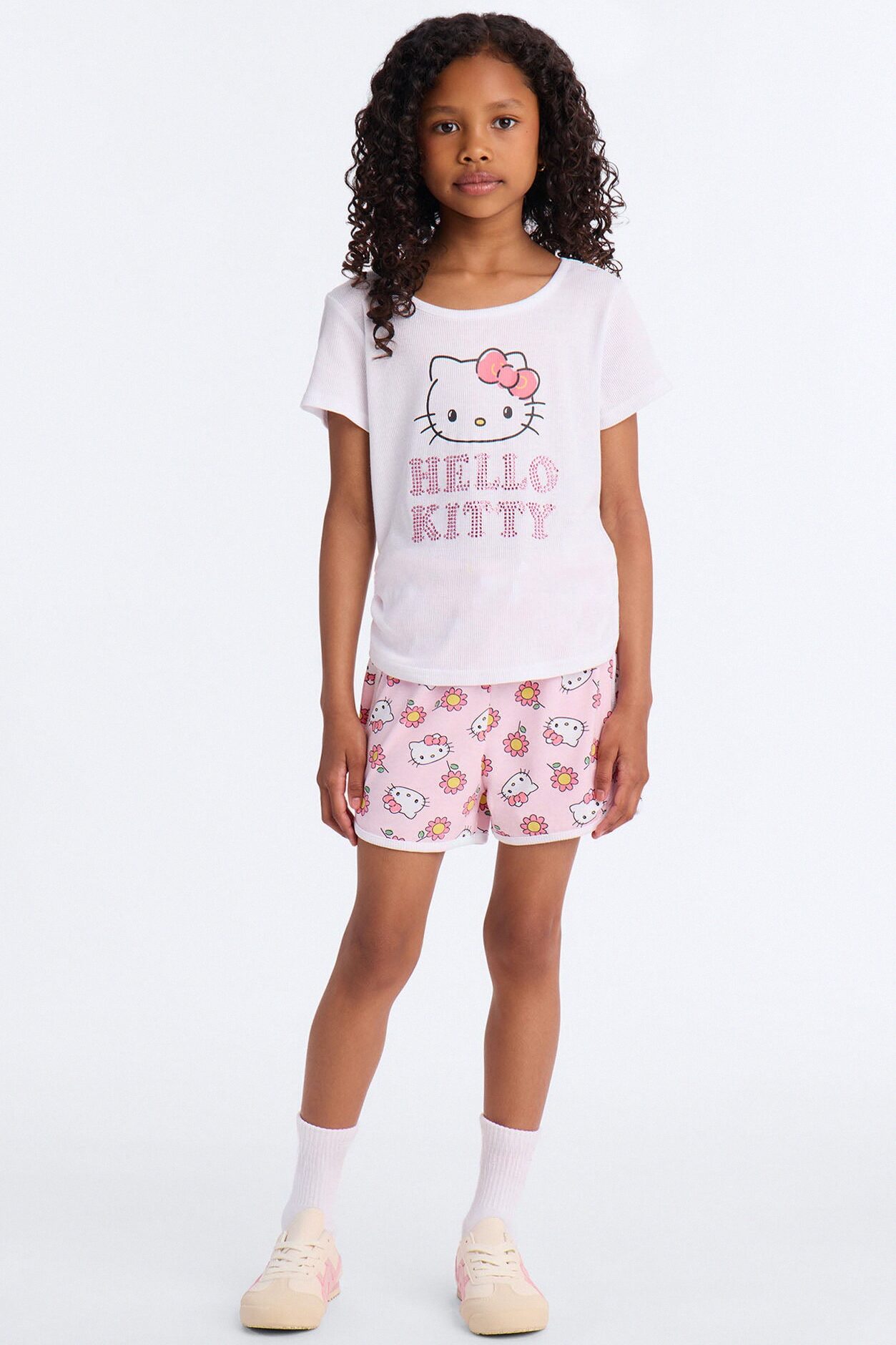 Mini Hello Kitty Fabulous Flowers Short Set - White/Pink