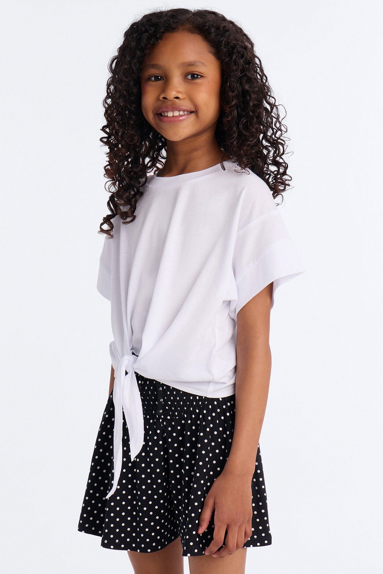 Mini Emily Tie Front Top - White
