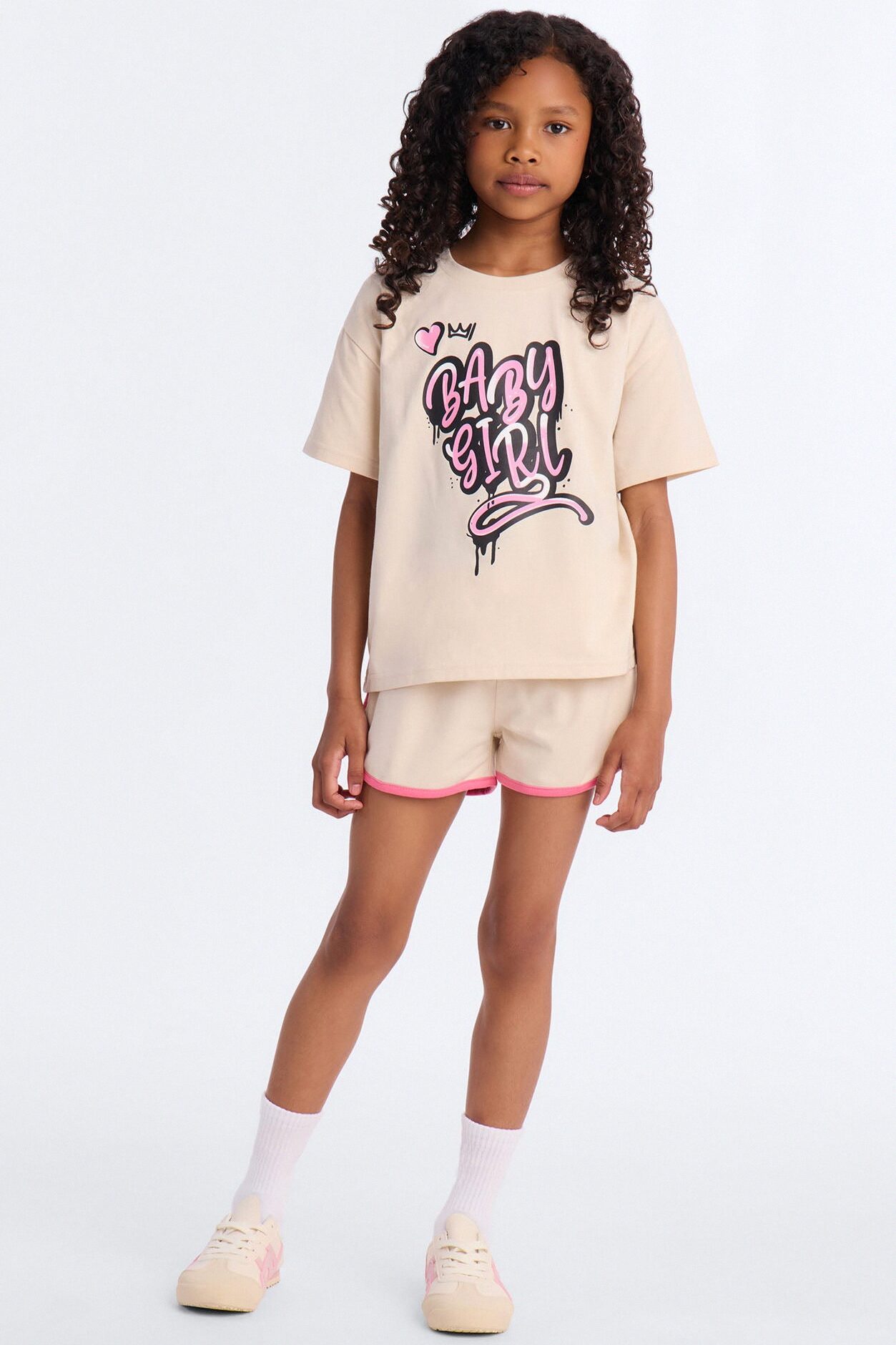 Mini Baby Girl Forever Short Set - Sand