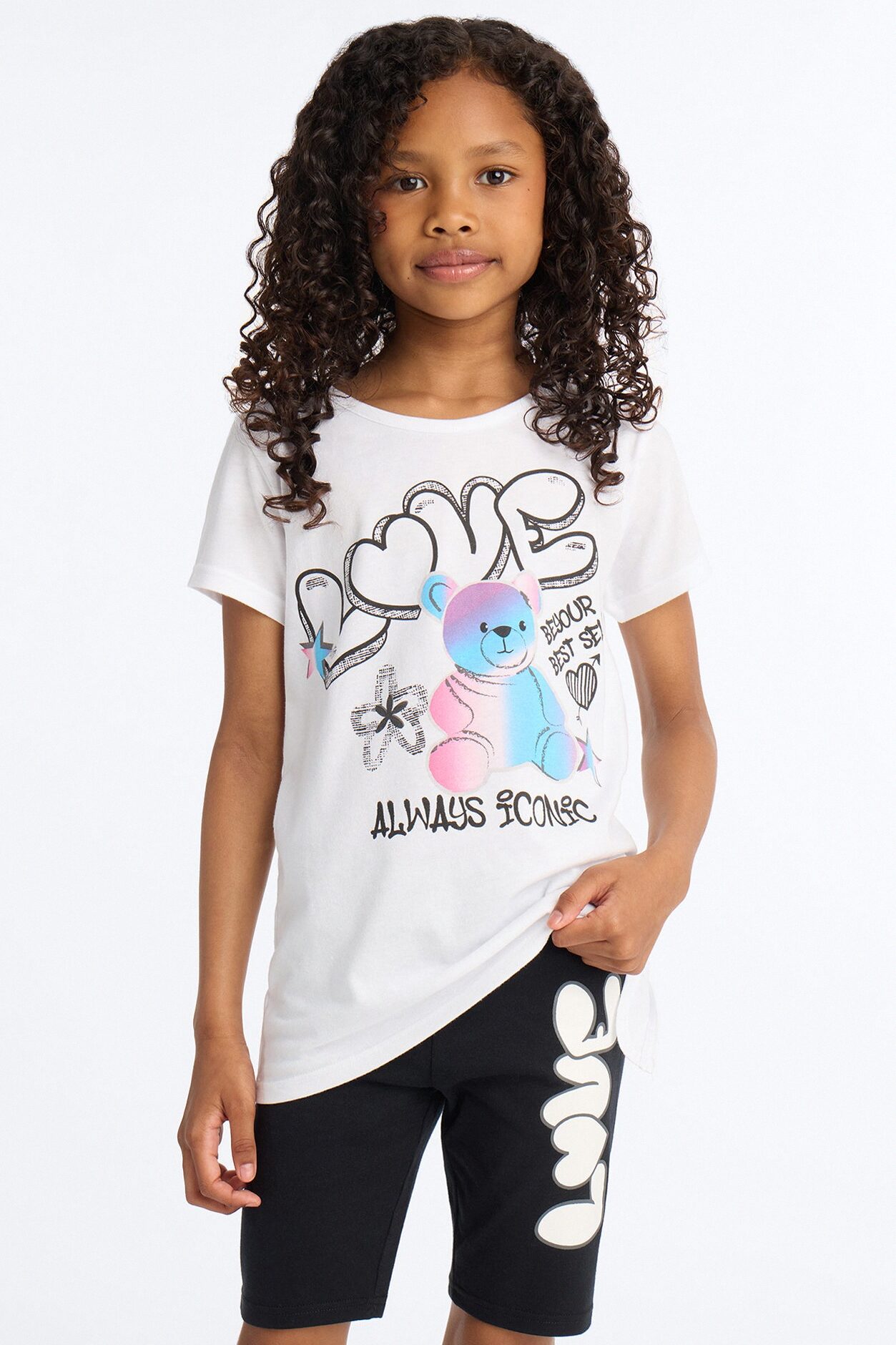 Mini Believe In Love Bike Short Set - White/Black