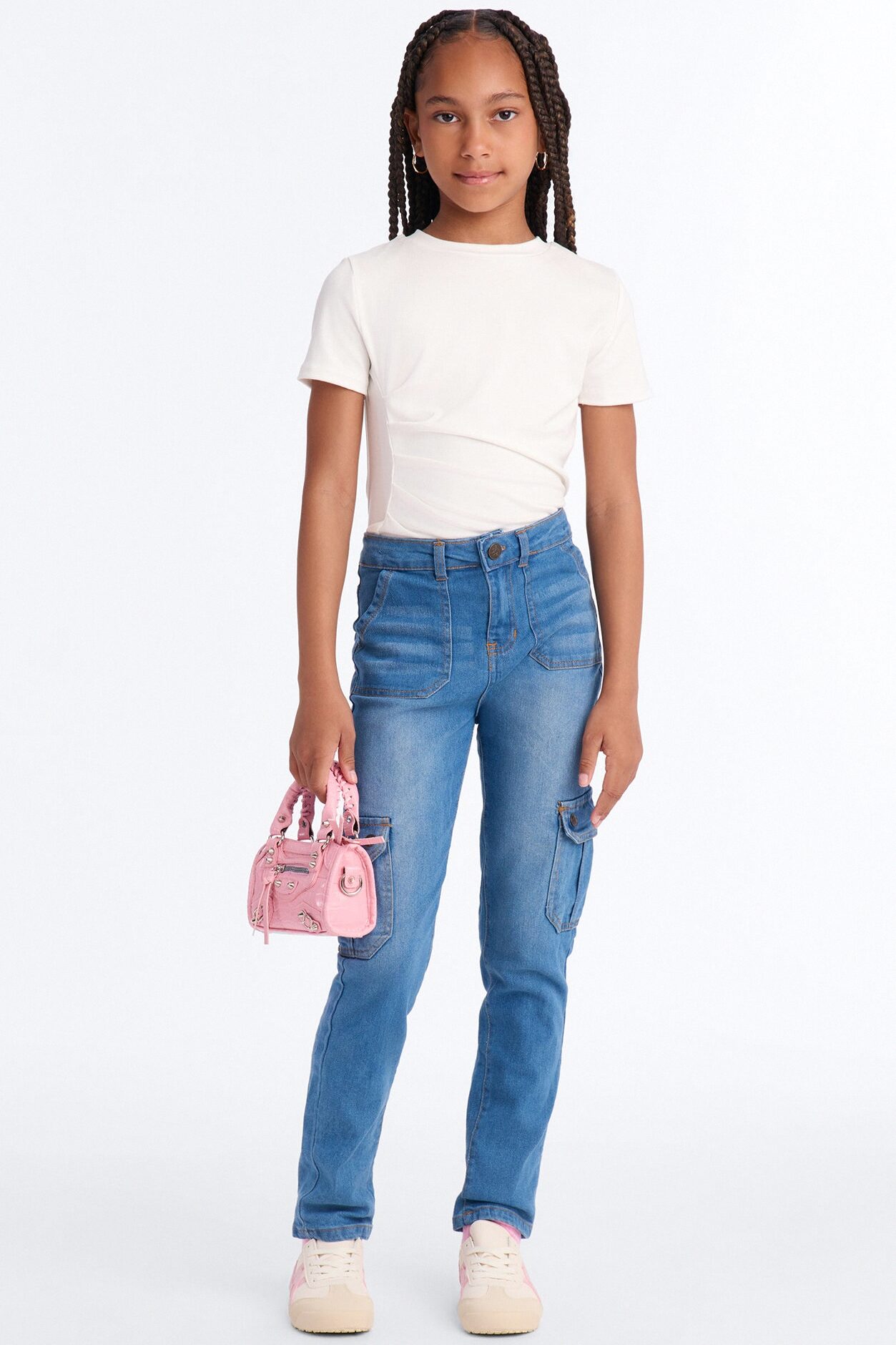 Mini Cargo Cutie Jeans - Medium Wash