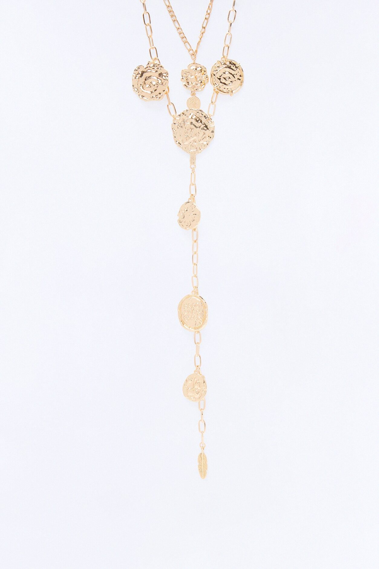 Aura And Charm Lariat Necklace - Gold