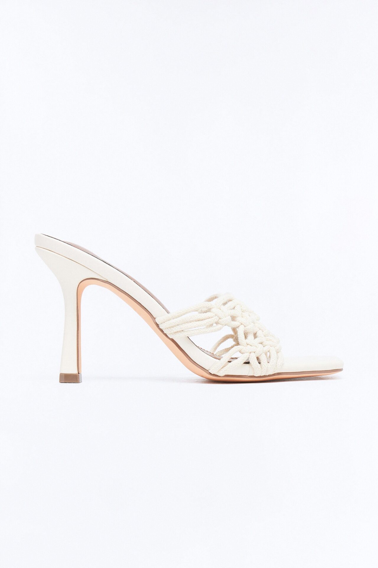 Rosetta Braided Strap Heels - Beige