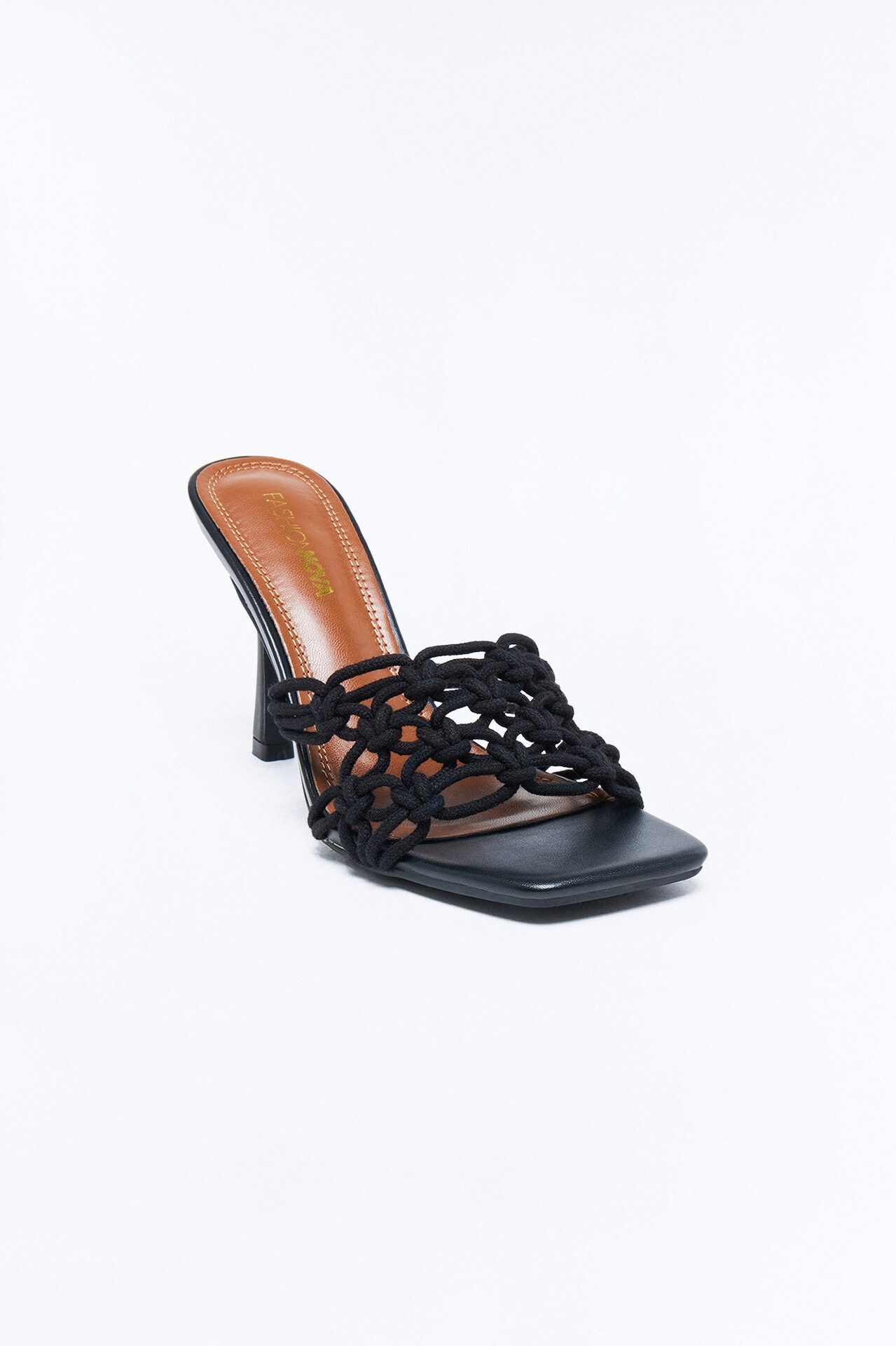 Rosetta Braided Strap Heels - Black