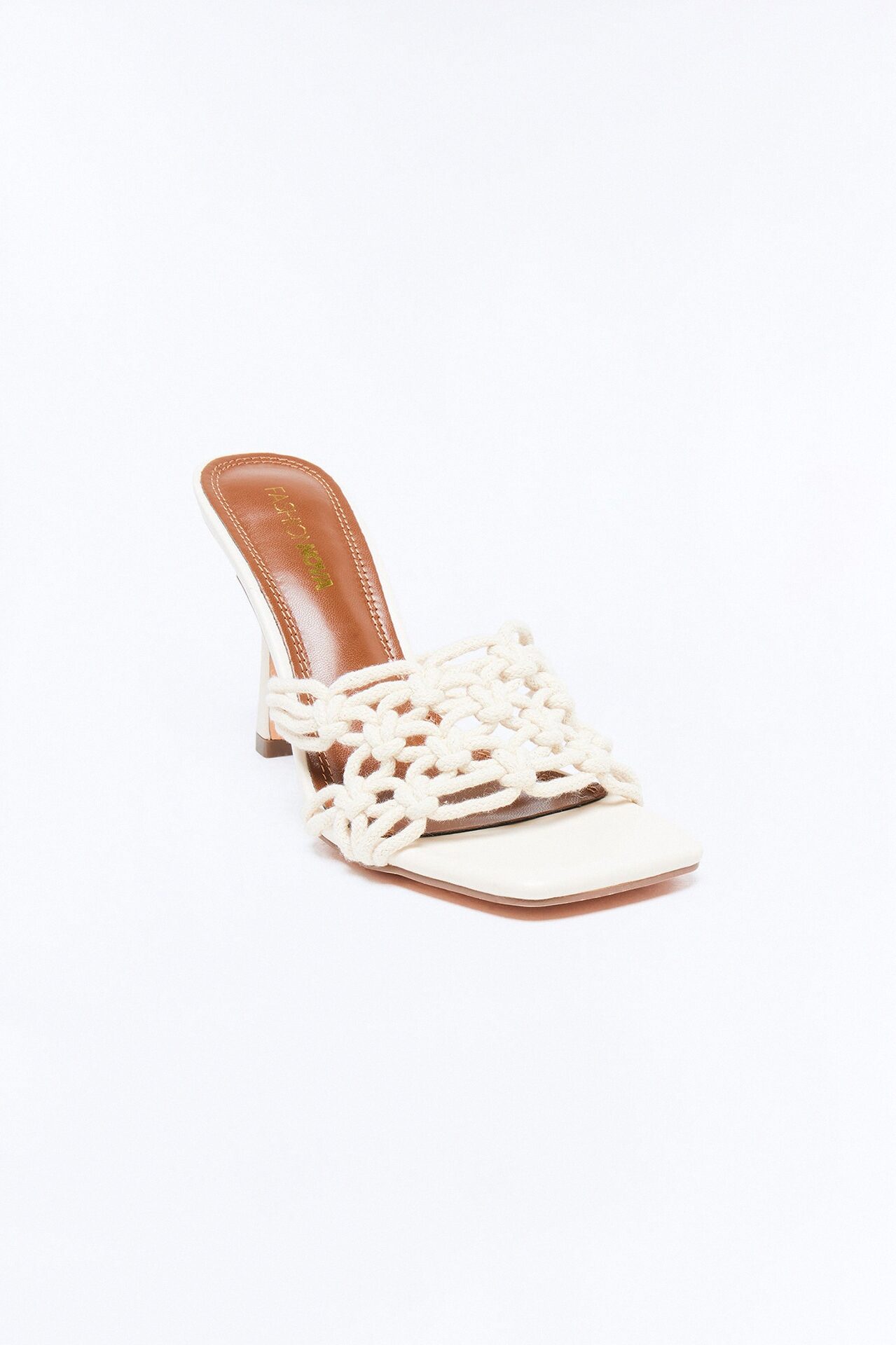 Rosetta Braided Strap Heels - Beige