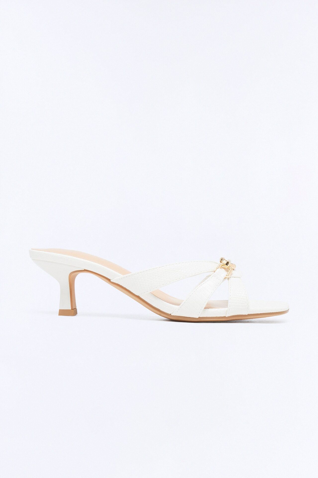 Corinne Kitten Heel Mules - Bone
