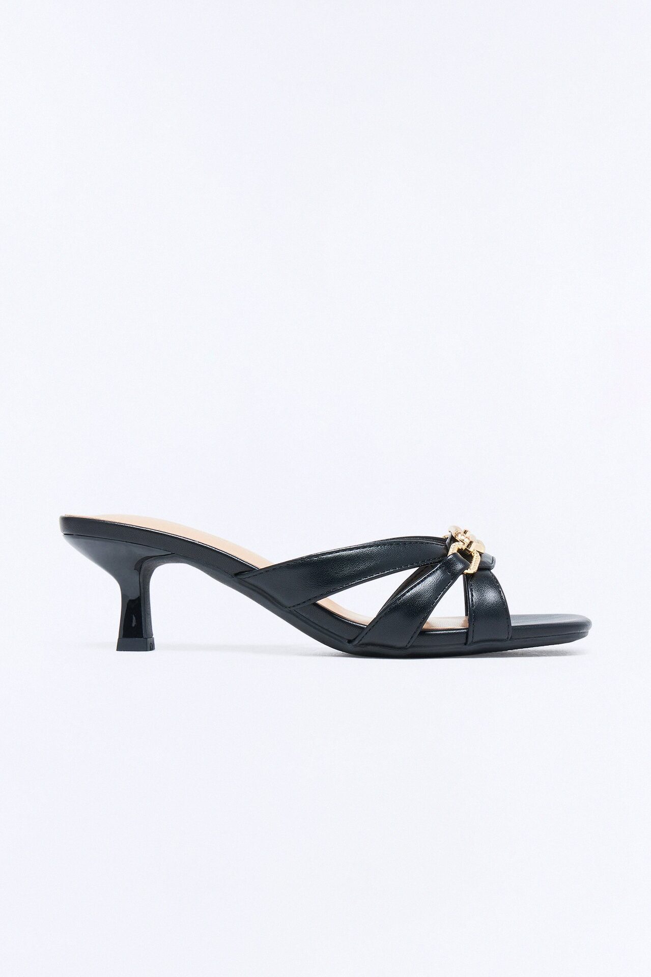 Corinne Kitten Heel Mules - Black