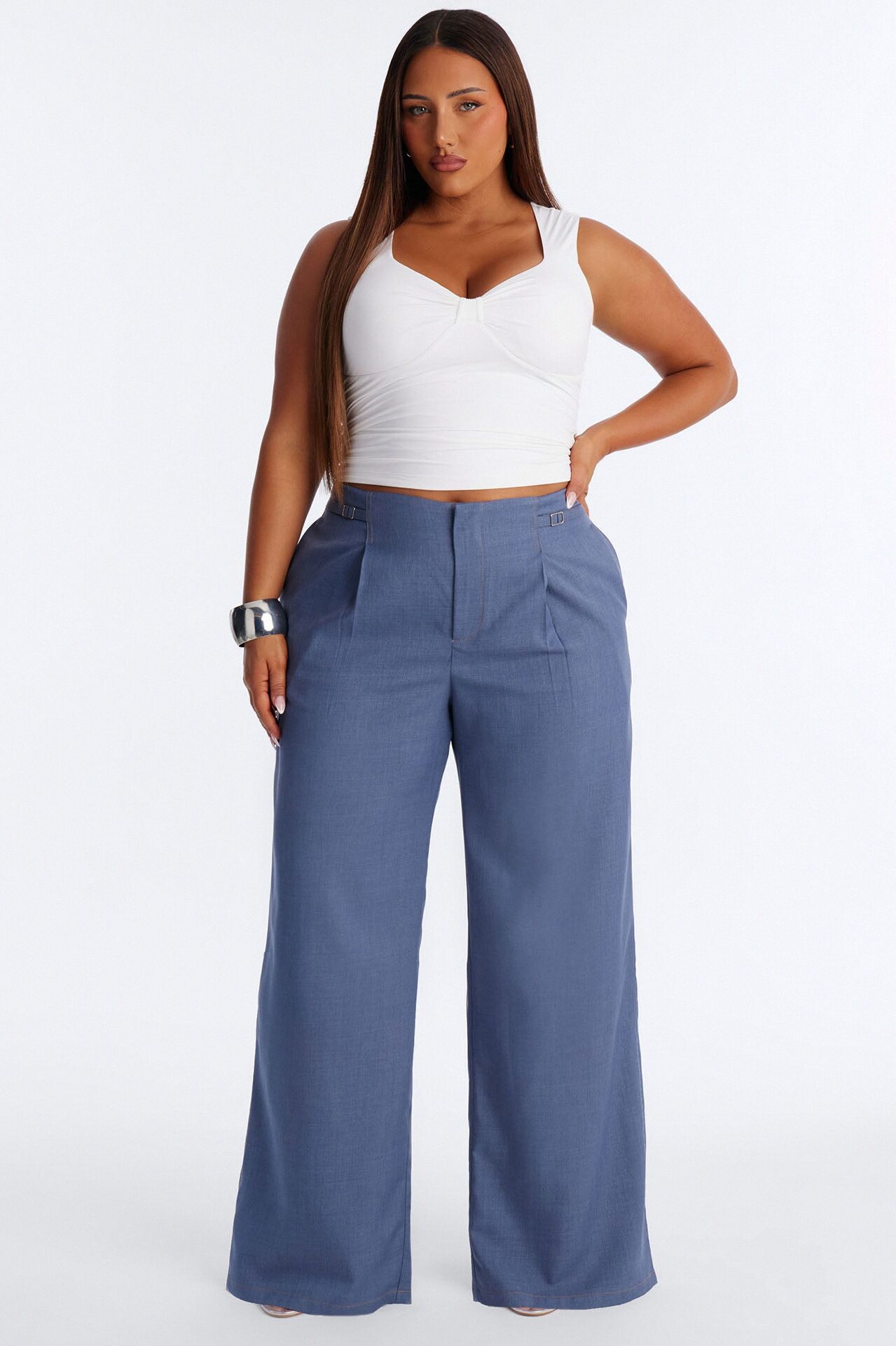 Angela High Rise Trouser Pant 33″ - Blue