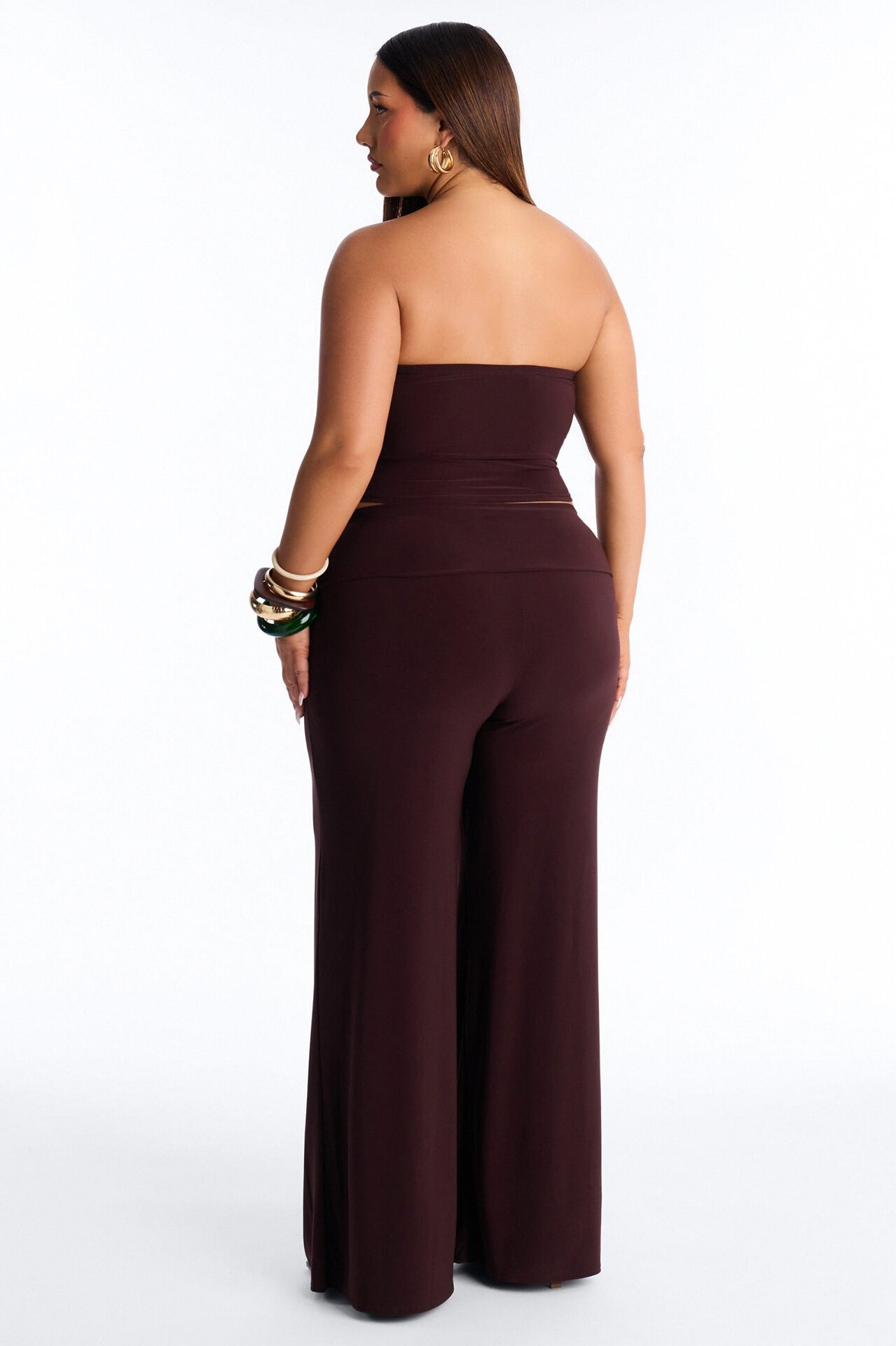 Devin Tie Front Colorblock Pant Set - Brown/combo