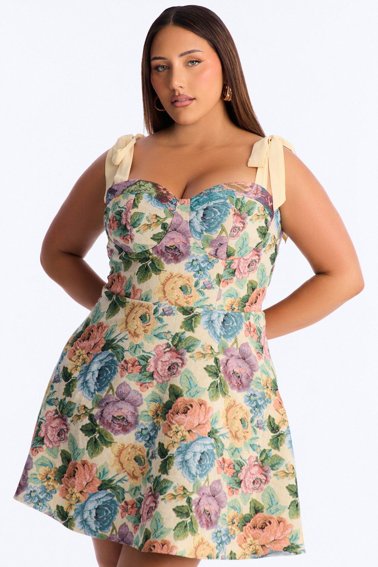 Willow Tie Shoulder Jacquard Mini Dress - Natural/Combo