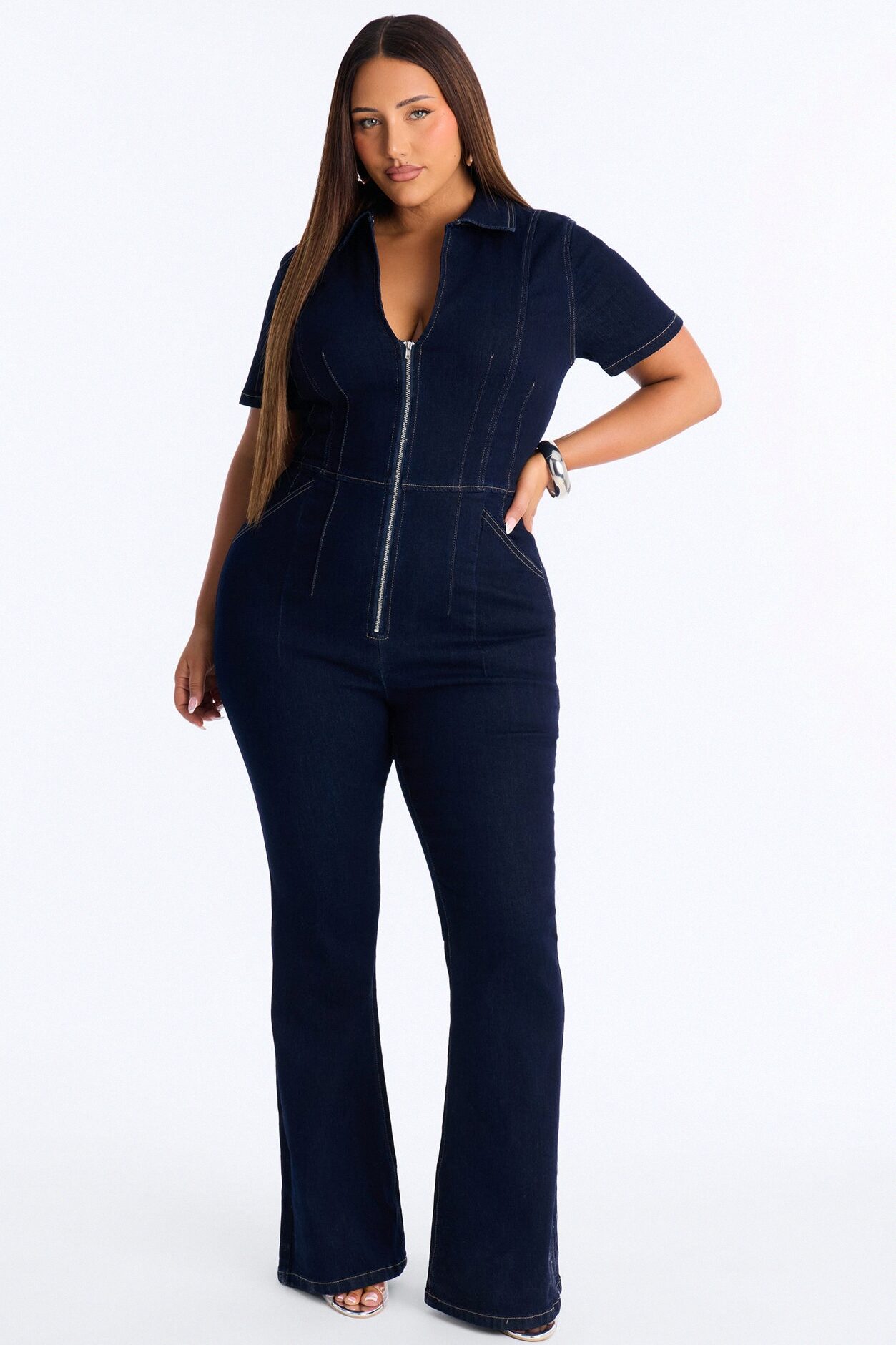 Can't Be Tamed Denim Jumpsuit - Dark Wash
