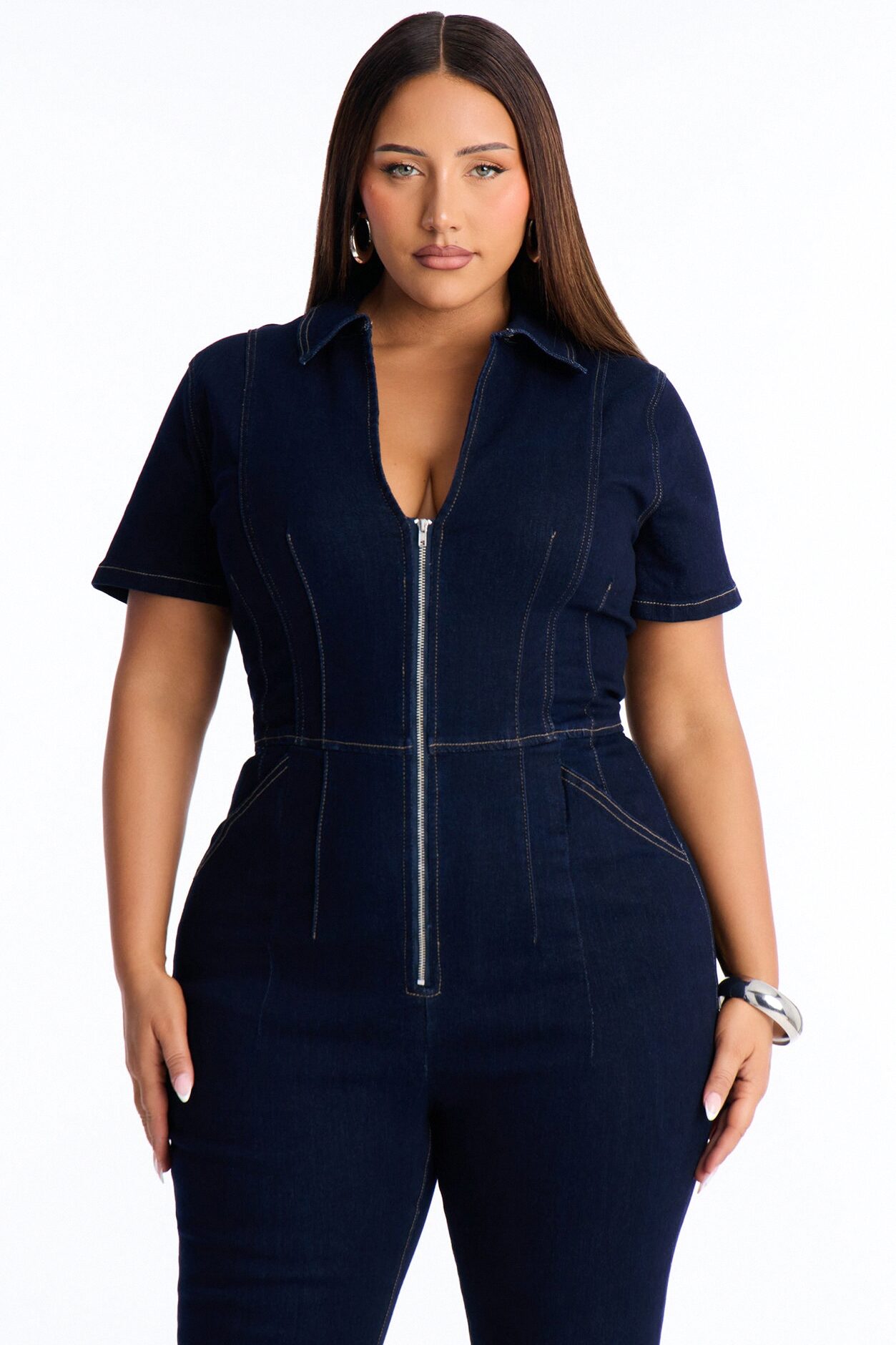 Can't Be Tamed Denim Jumpsuit - Dark Wash